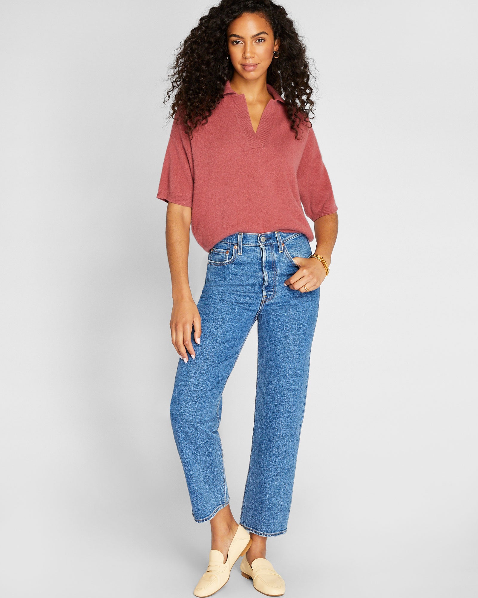 CLUB MONACO - Chandail en cachemire bouilli - Rose poussiéreux