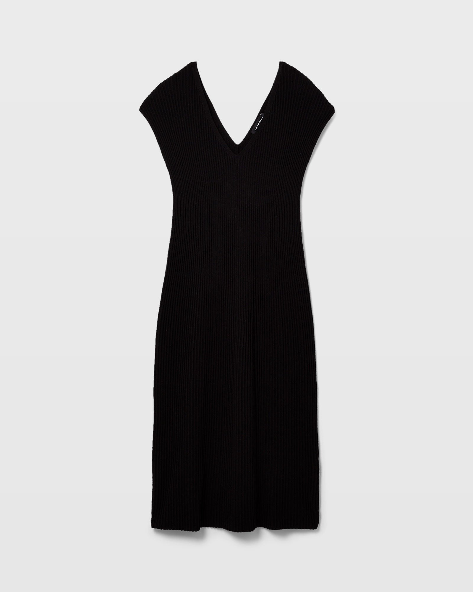 CLUB MONACO - Robe côtelée à encolure en V - Noir