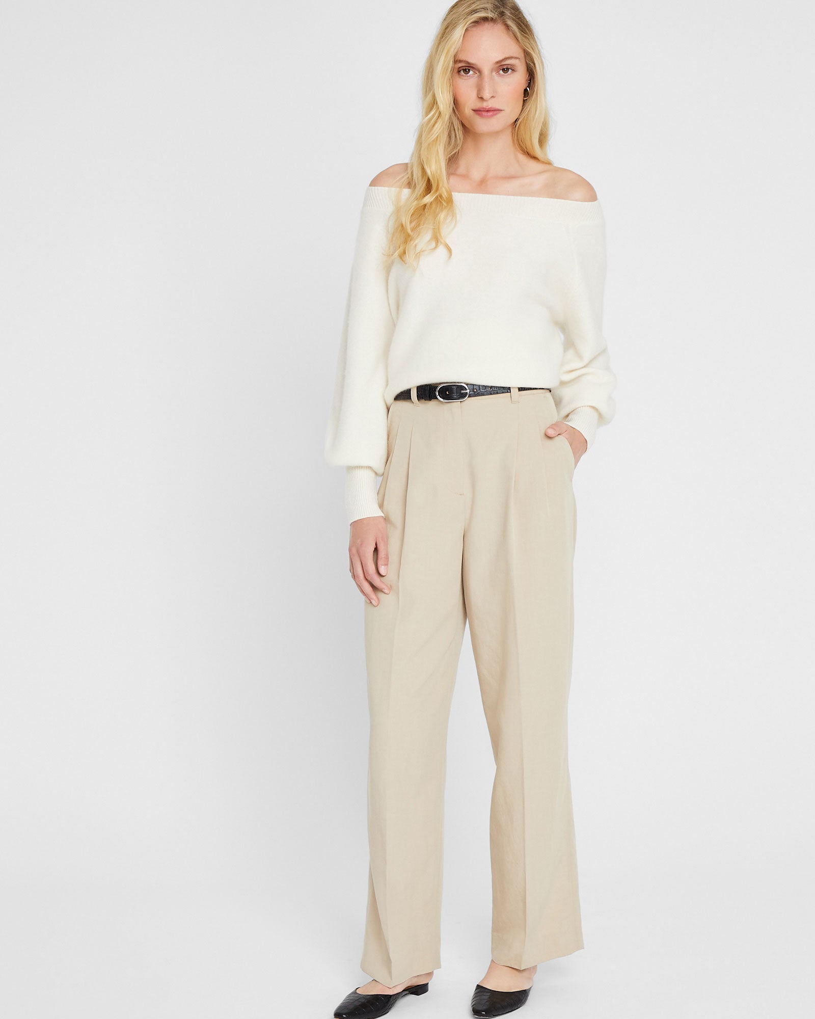 CLUB MONACO - Off-The-Shoulder Cashmere Sweater - White