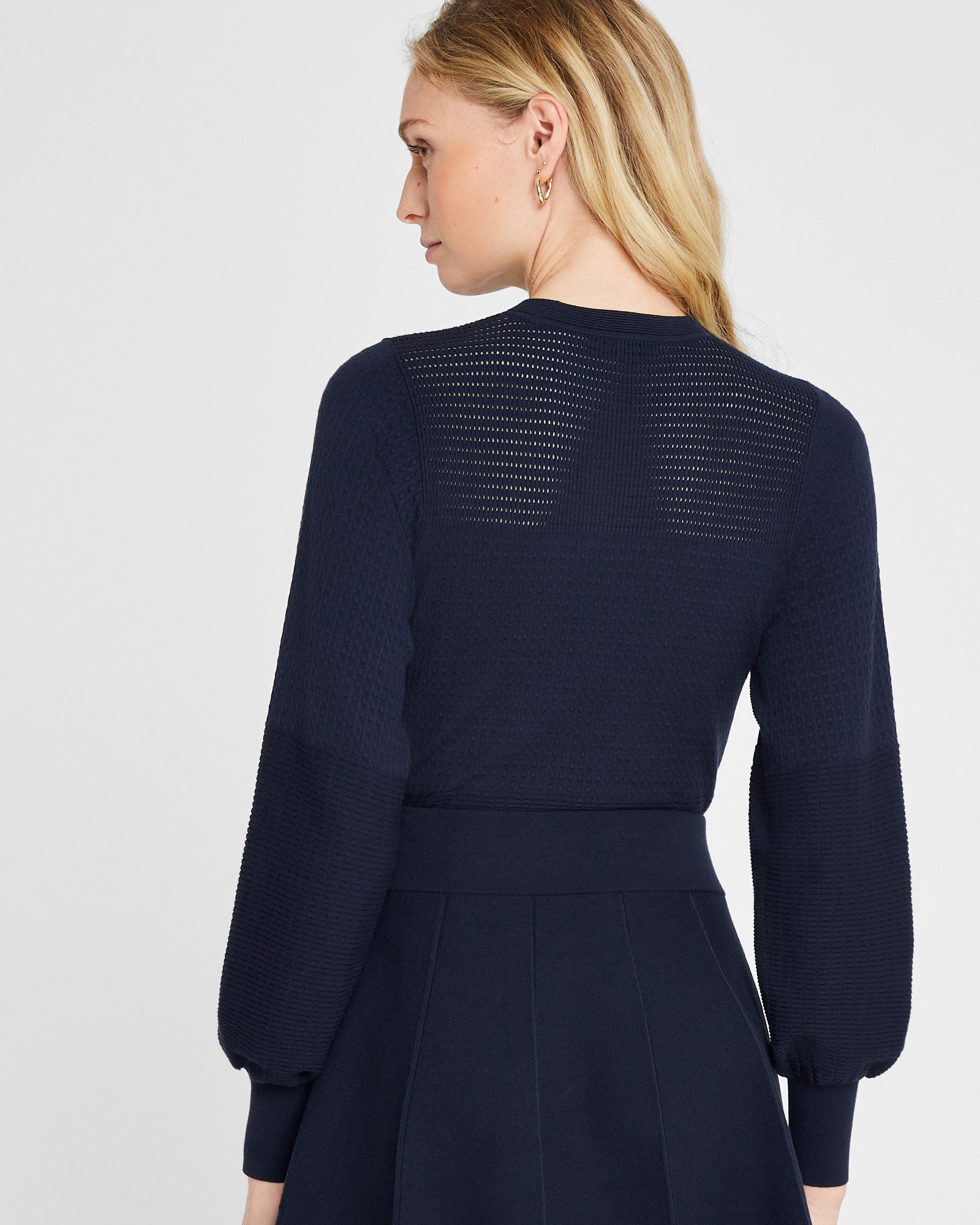 CLUB MONACO - Textured Crewneck - Navy