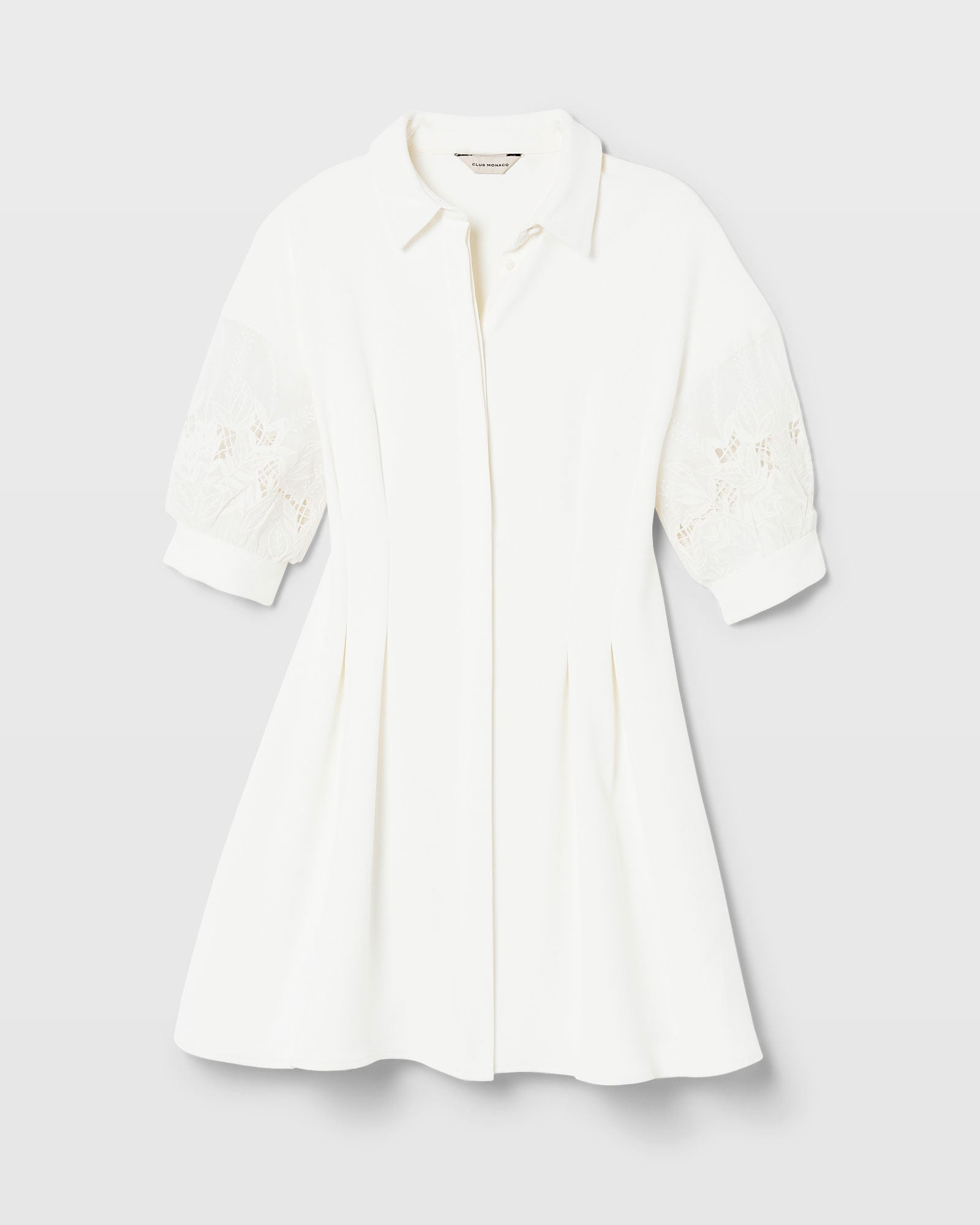 CLUB MONACO - Robe brodée à manches ballons - Blanc