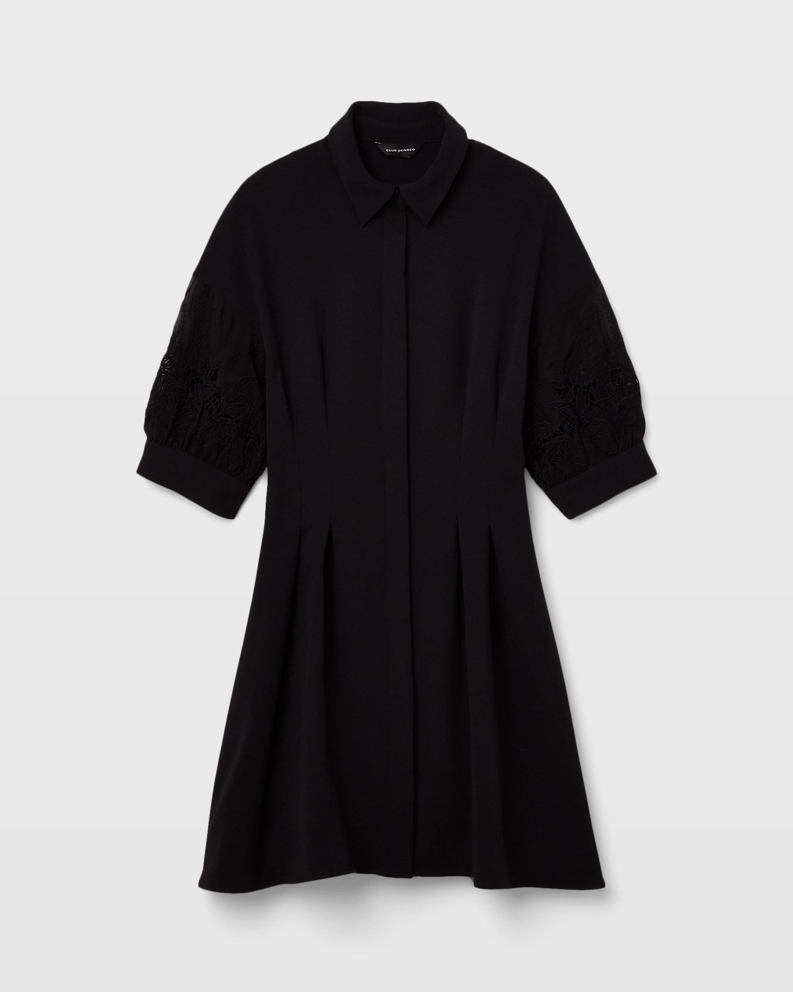 CLUB MONACO - Robe brodée à manches ballons - Noir