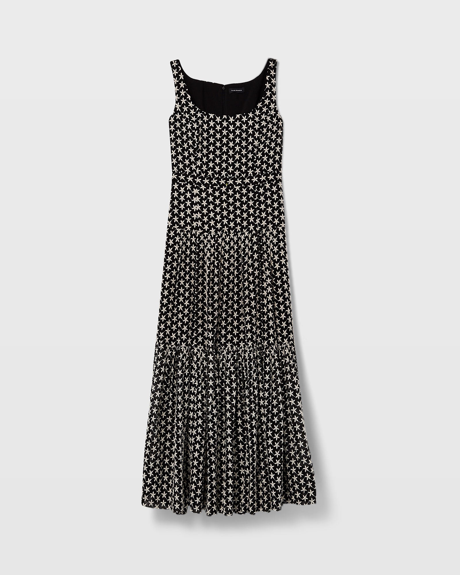 CLUB MONACO - Robe brodée florale longue - Noir