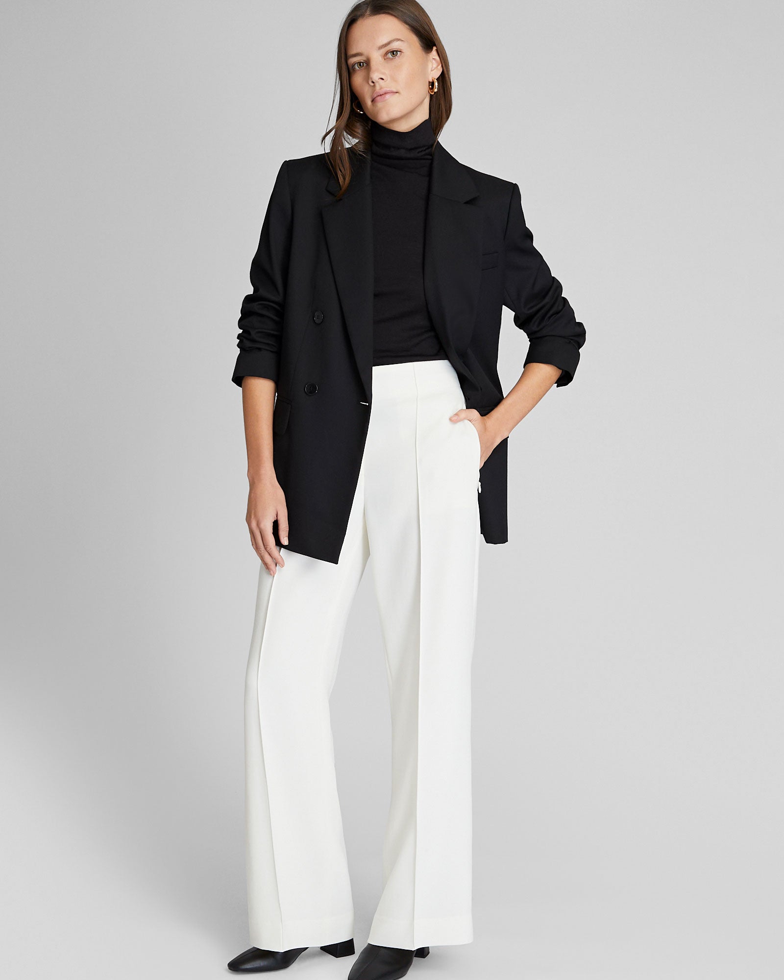 CLUB MONACO - Pantalon en crêpe fluide - Crème