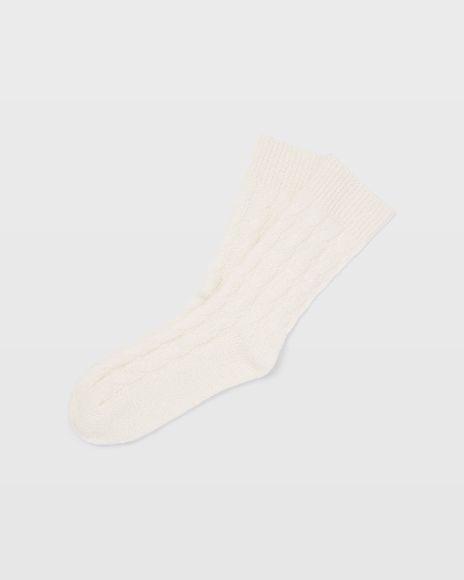 CLUB MONACO - Chaussettes en cachemire à mailles torsadées - Blanc Cassé