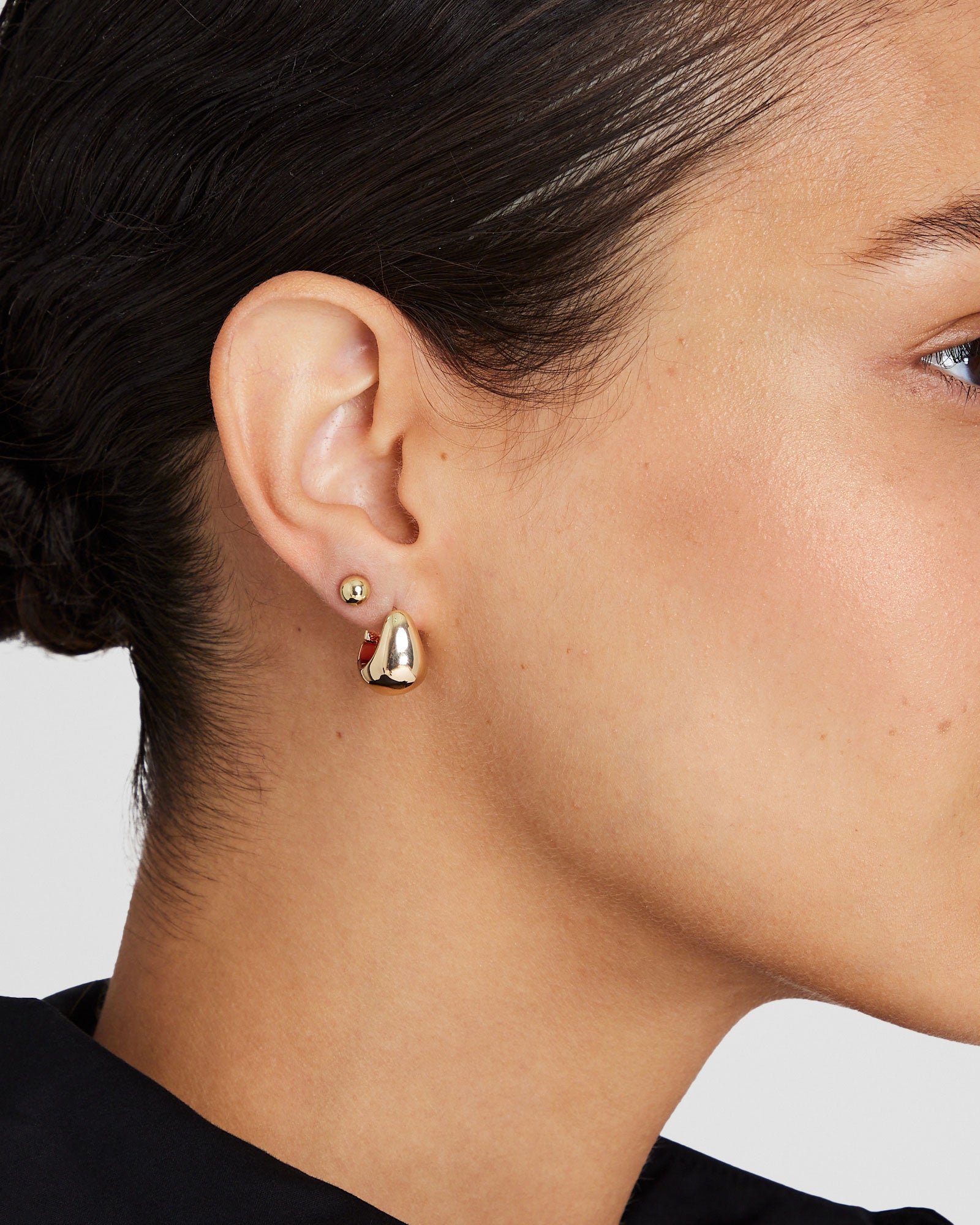 CLUB MONACO - Ensemble de boucles d'oreilles créoles effilées - Or