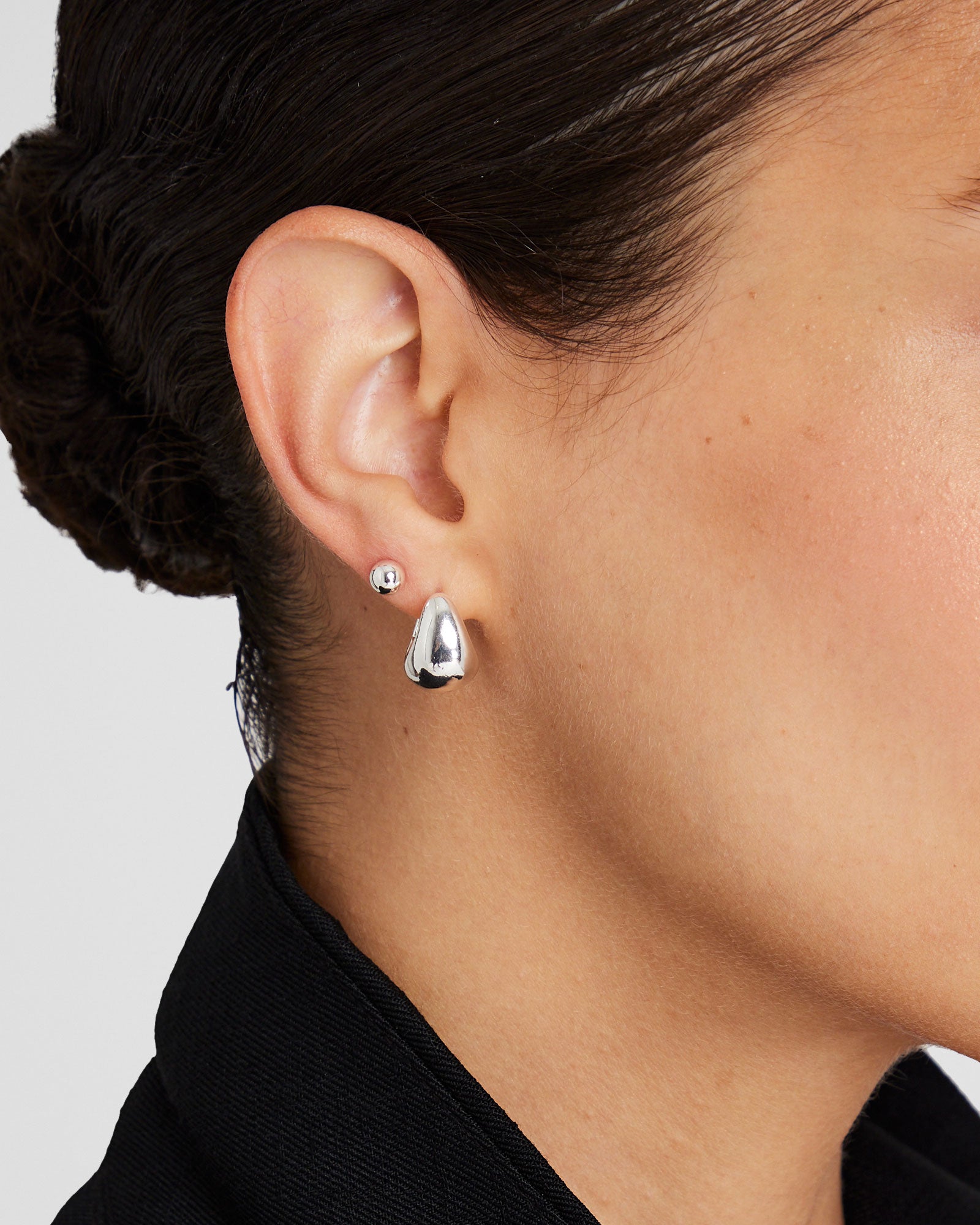 CLUB MONACO - Ensemble de boucles d'oreilles créoles effilées - Argent