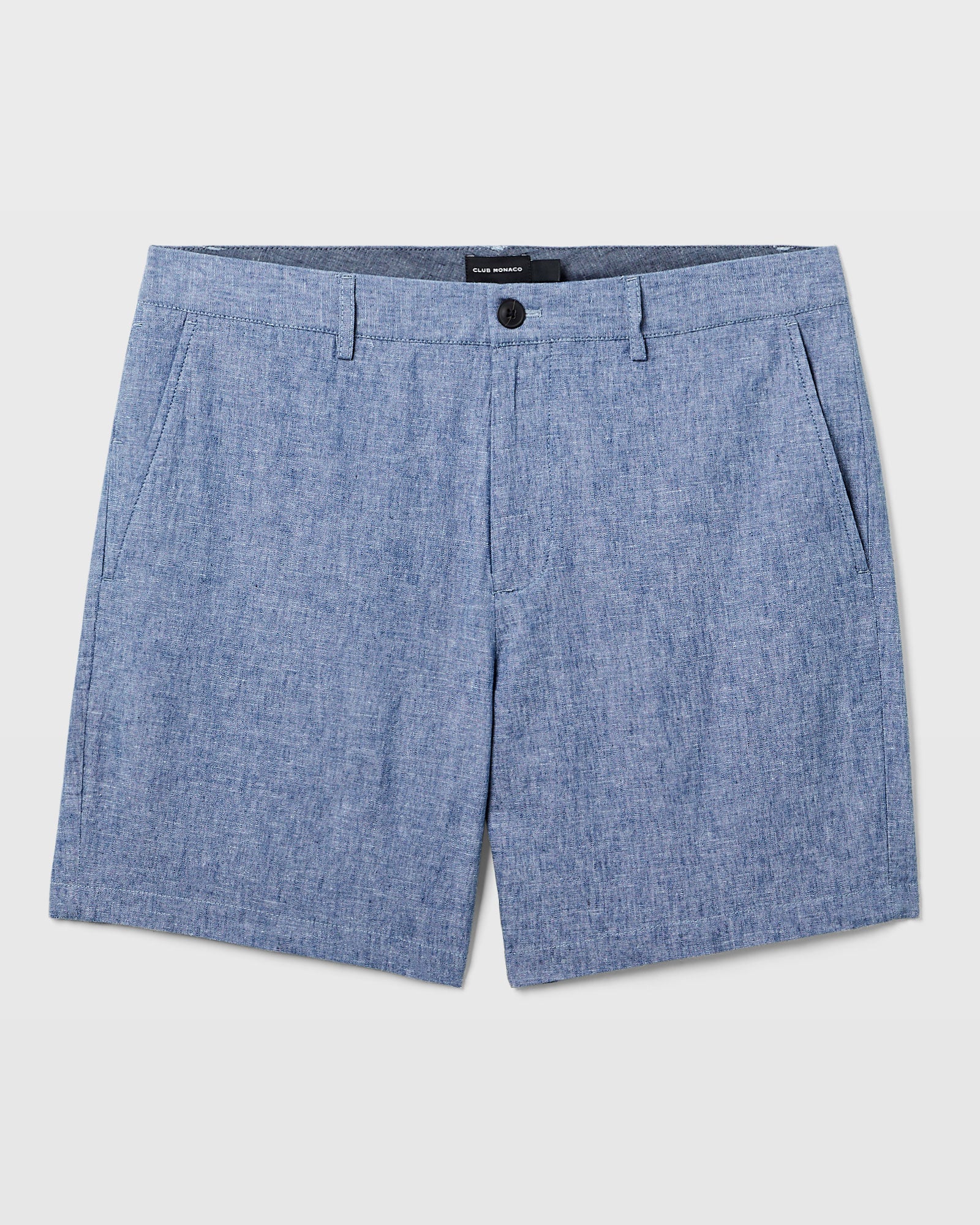 CLUB MONACO - Baxter Chambray Linen 7" Short - Blue Mix