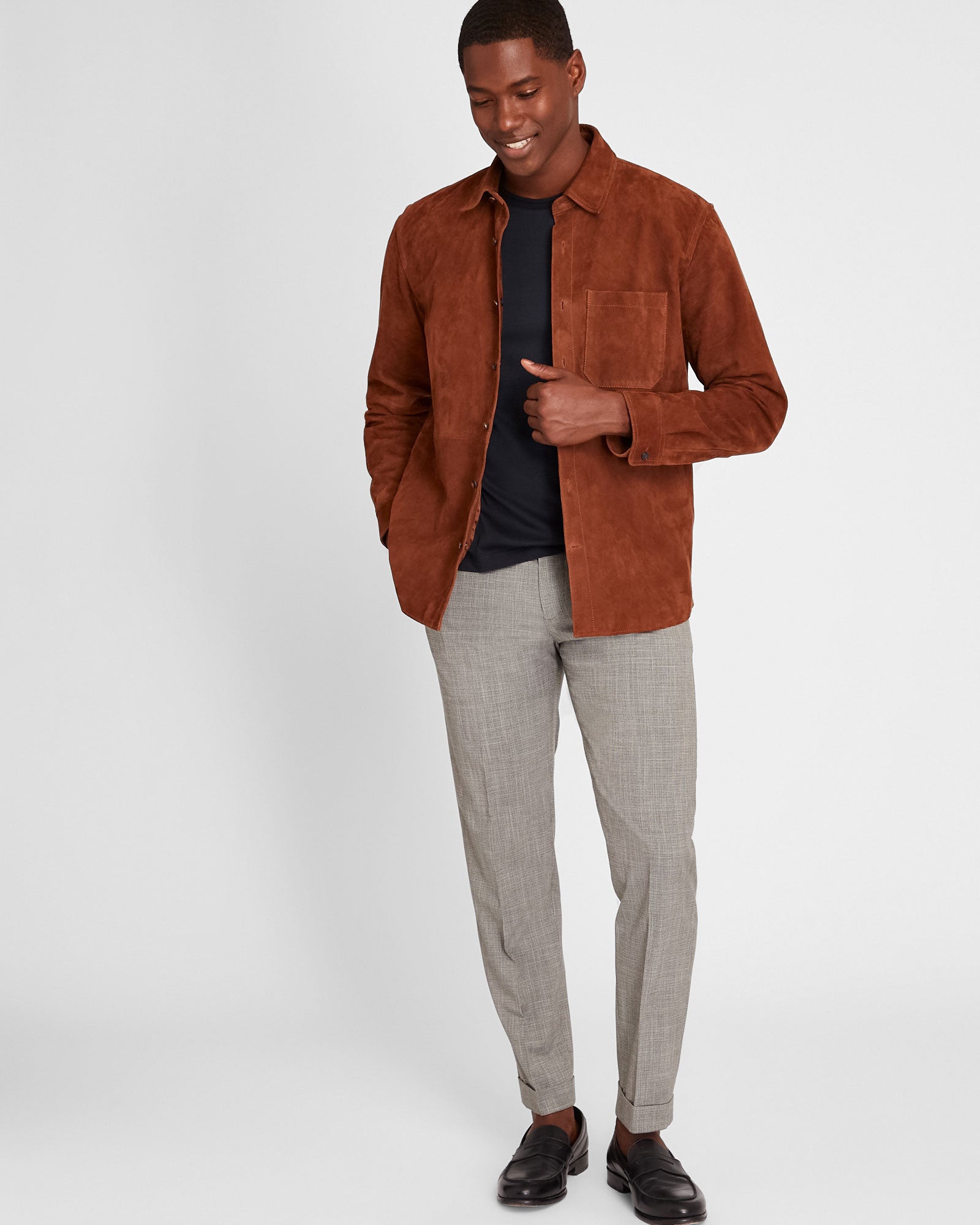 CLUB MONACO - Sutton Puppytooth Dress Pants - Brown Mix