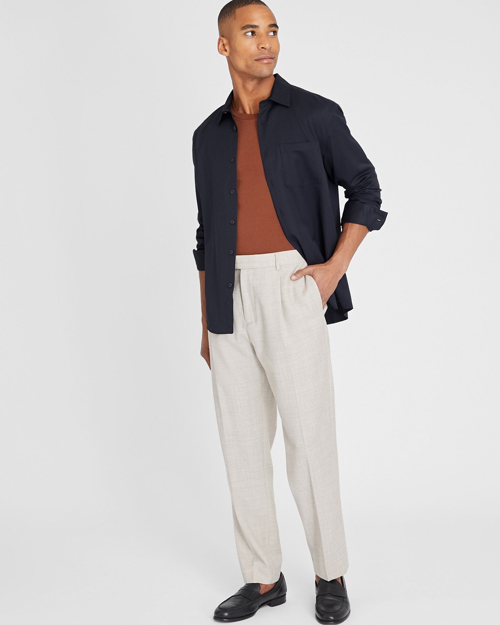 CLUB MONACO - Pantalon plissé en laine - Mélange d’avoine