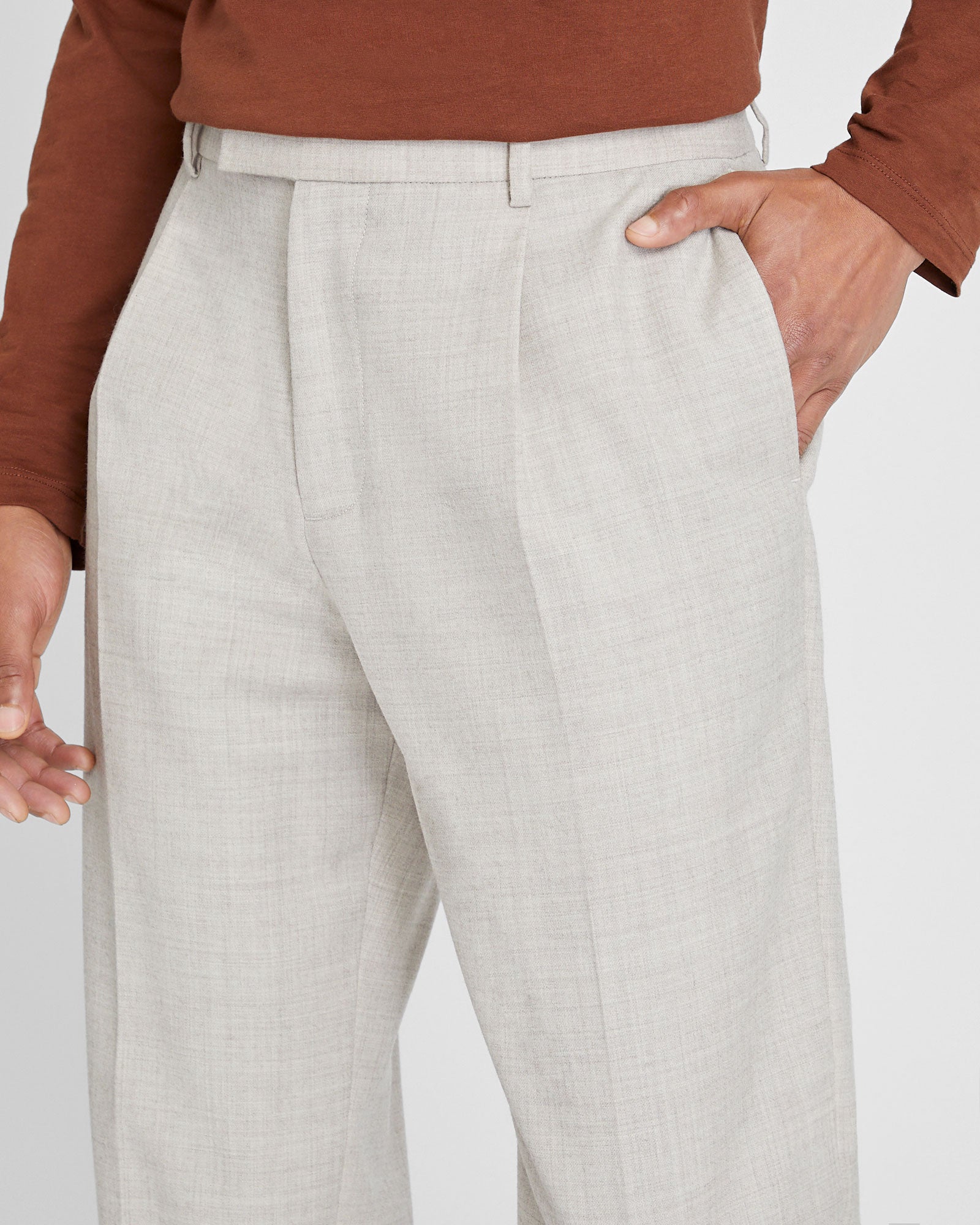 CLUB MONACO - Pantalon plissé en laine - Mélange d’avoine