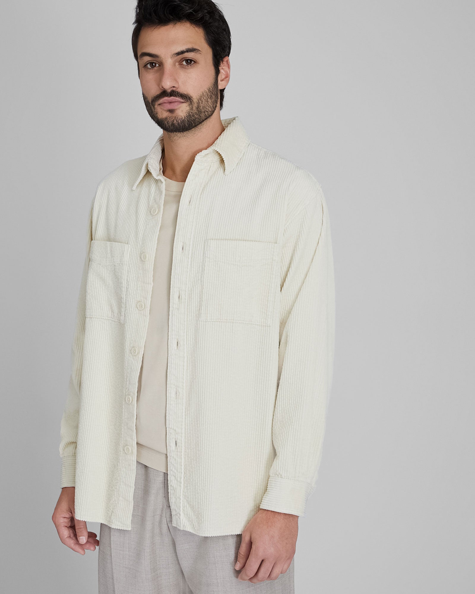 CLUB MONACO - Wide Wale Corduroy Shirt - Off White