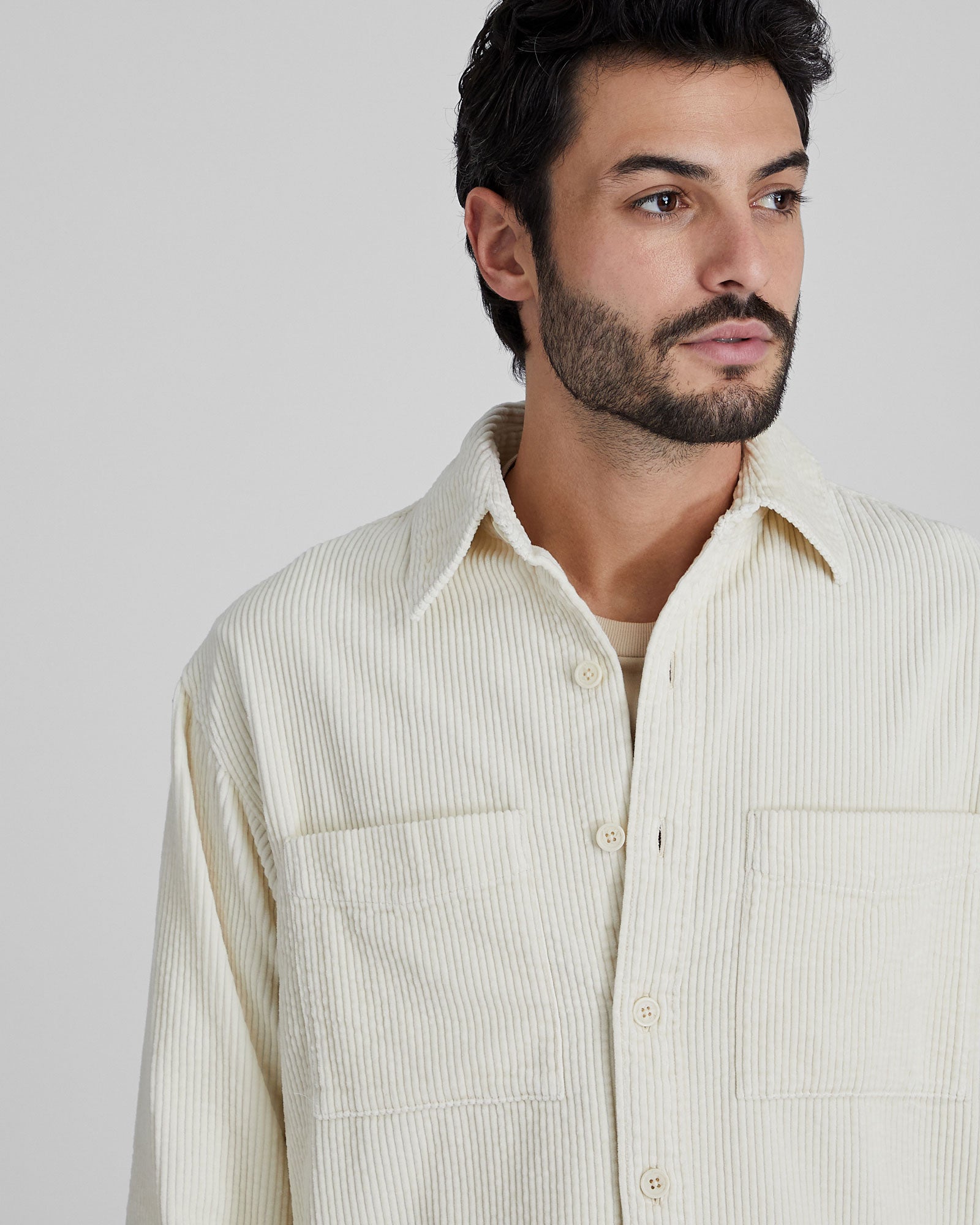 CLUB MONACO - Wide Wale Corduroy Shirt - Off White