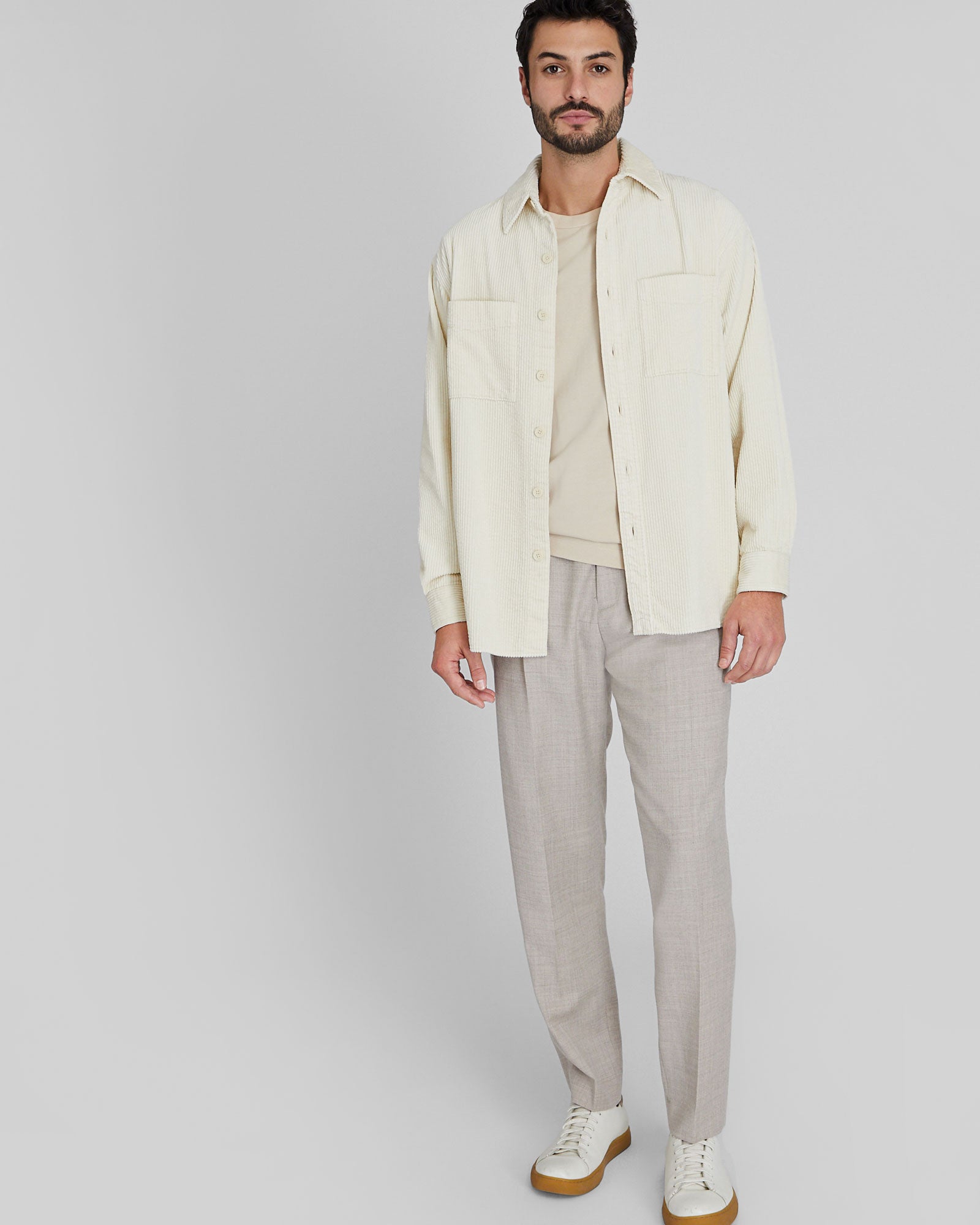 CLUB MONACO - Wide Wale Corduroy Shirt - Off White