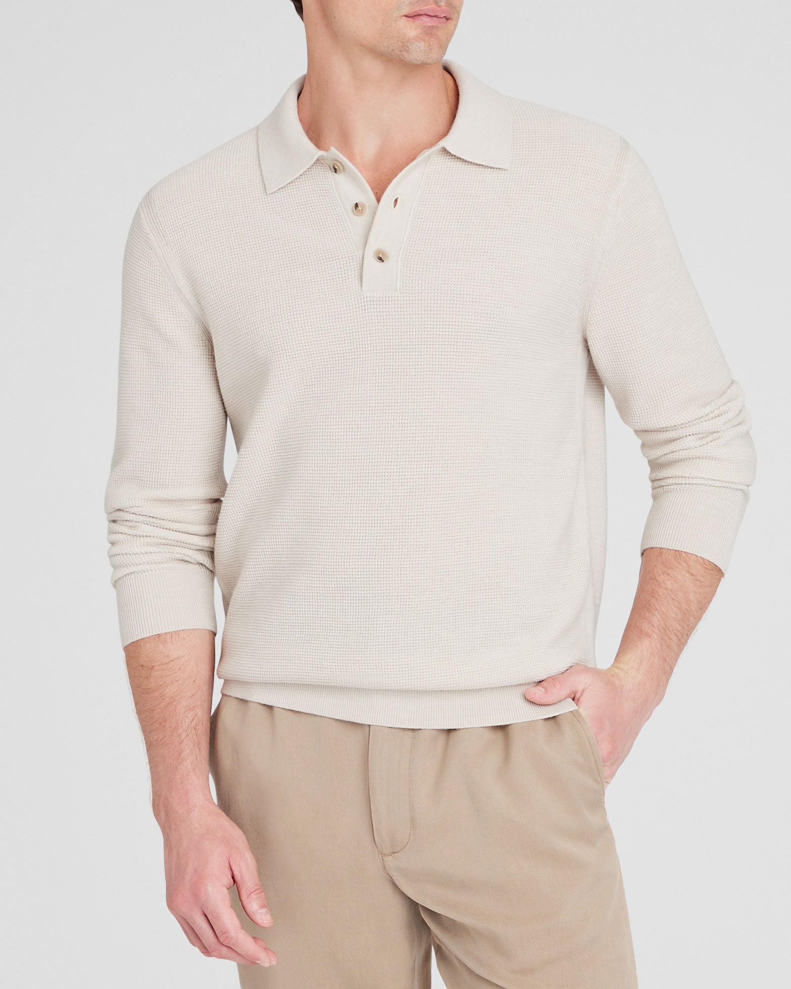 CLUB MONACO - Polo raffiné texturé - Crème