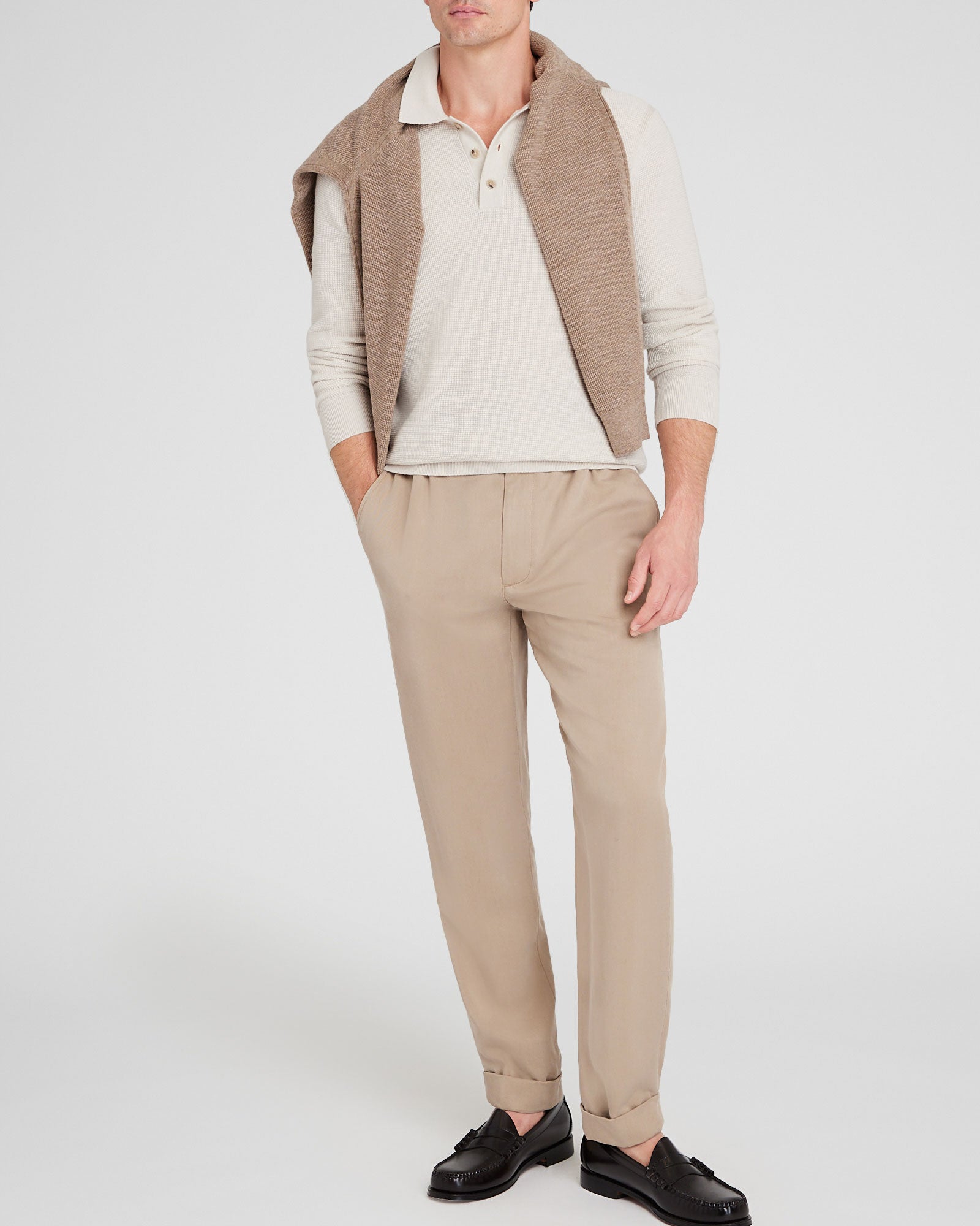 CLUB MONACO - Polo raffiné texturé - Crème