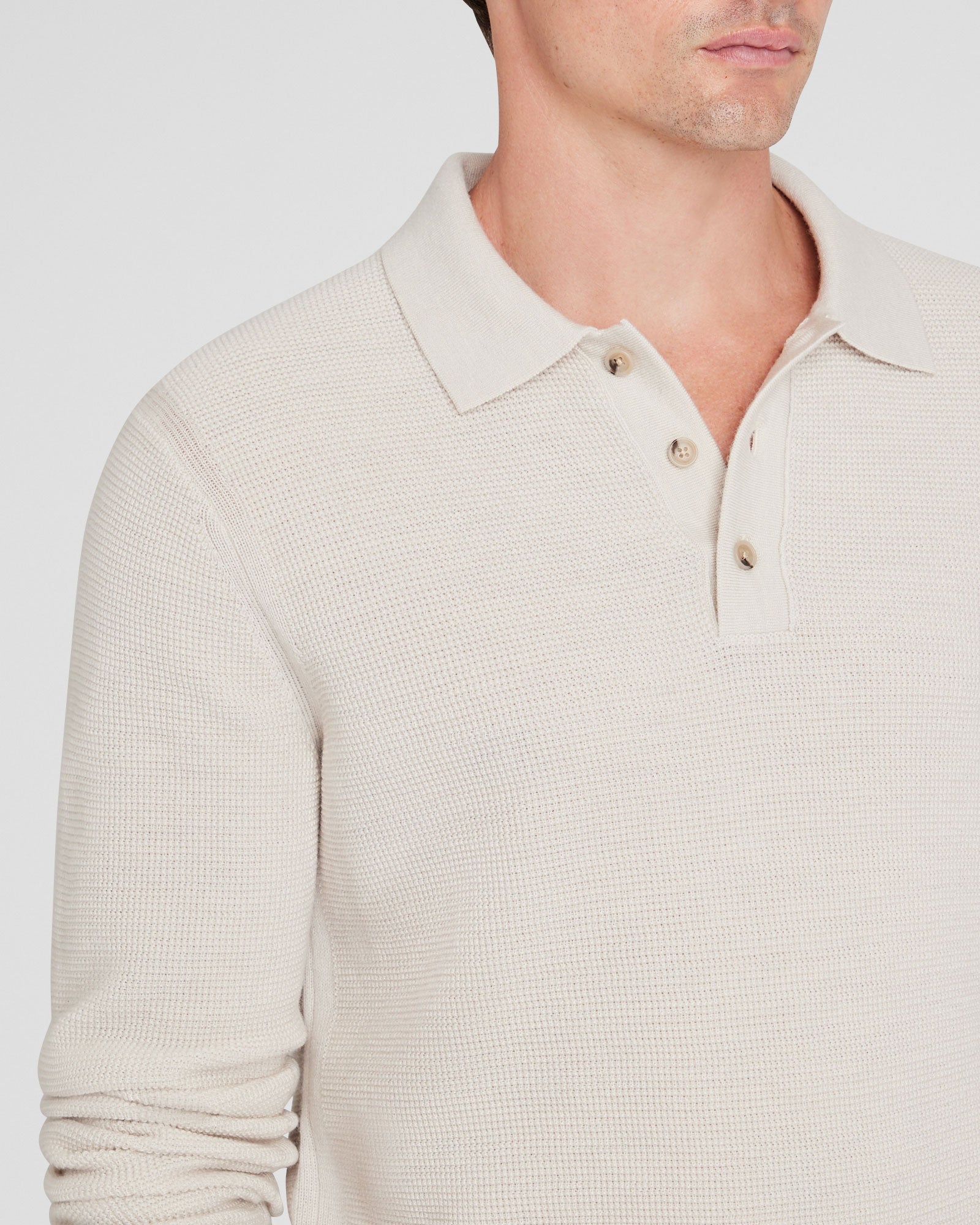 CLUB MONACO - Polo raffiné texturé - Crème