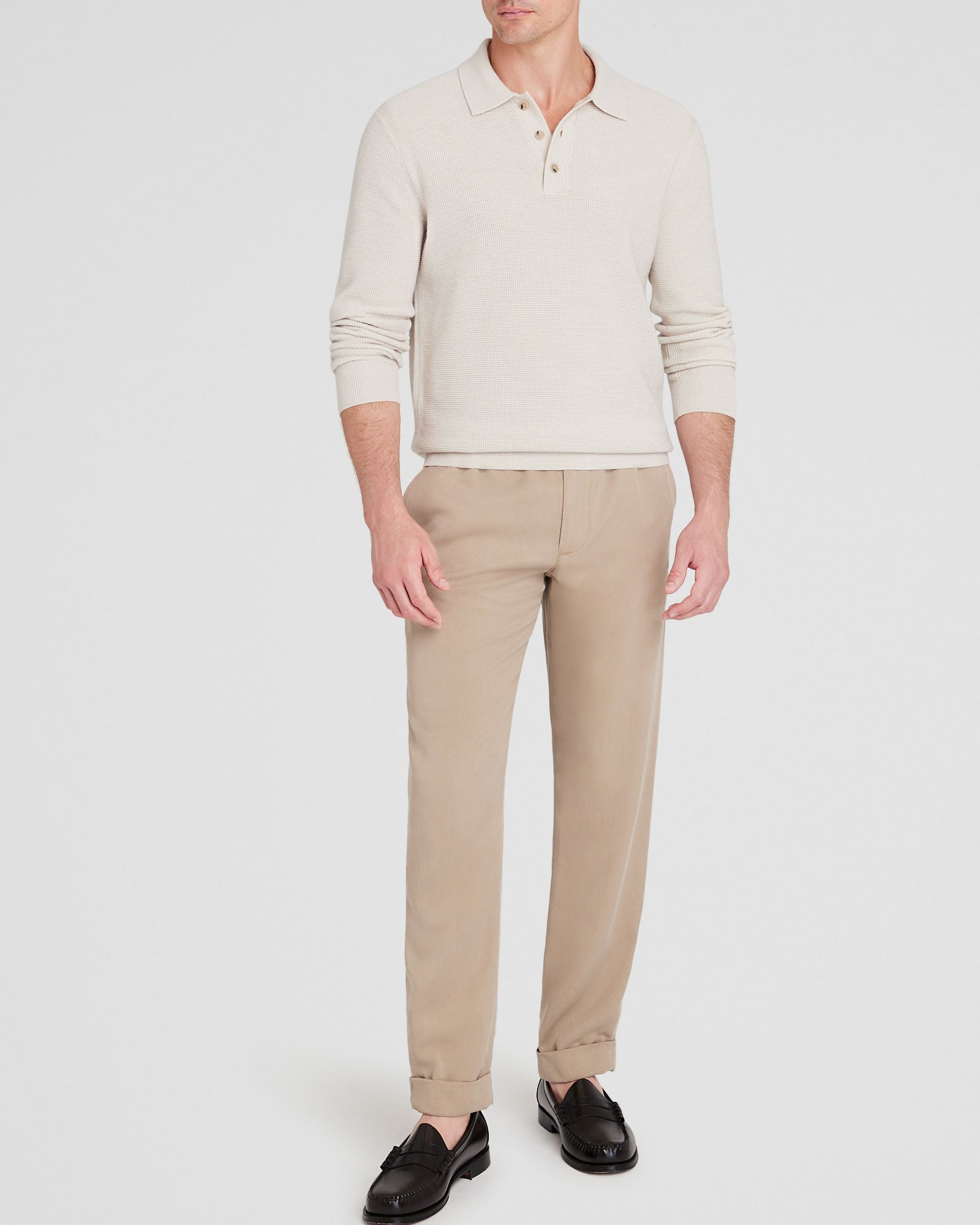 CLUB MONACO - Polo raffiné texturé - Crème