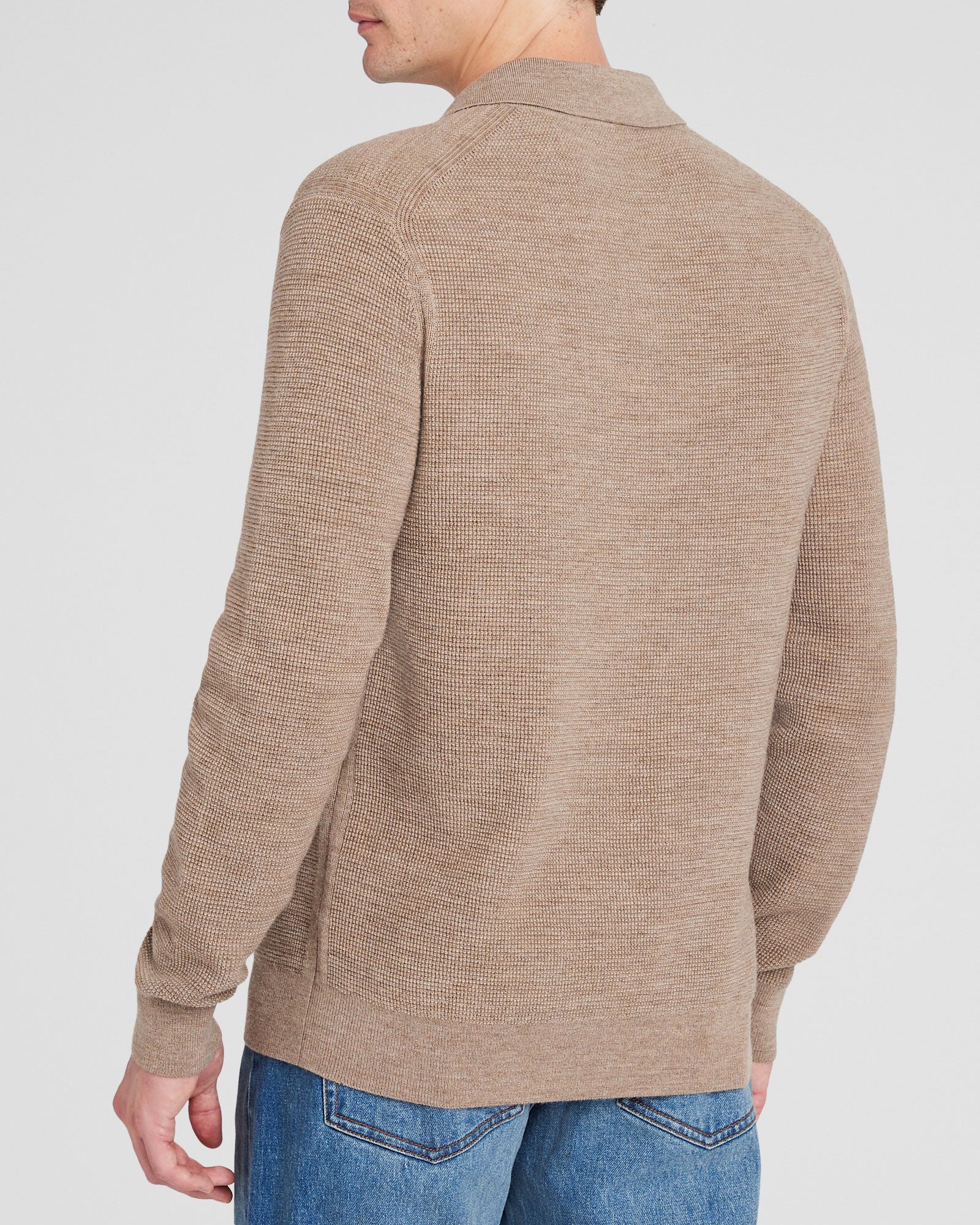 CLUB MONACO - Refined Textured Wool Polo - Oatmeal Heather