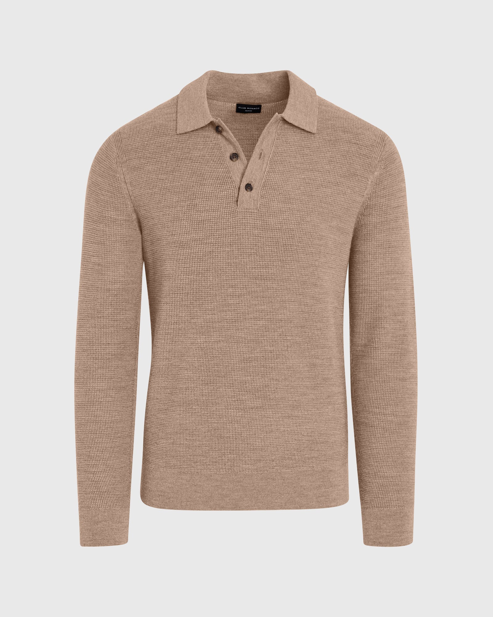 CLUB MONACO - Refined Textured Wool Polo - Oatmeal Heather