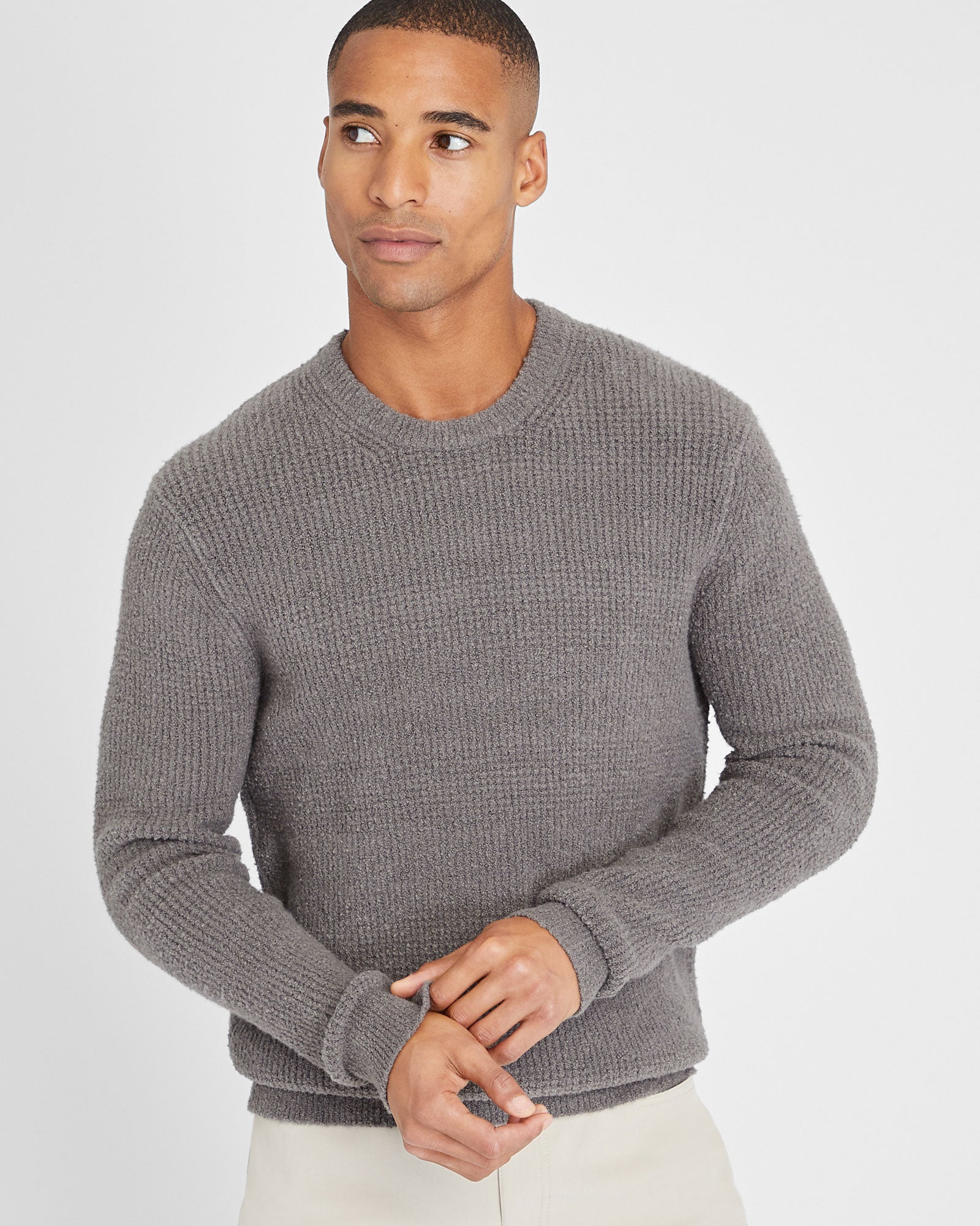 CLUB MONACO - Chandail en tricot gaufré bouclé - Bleu