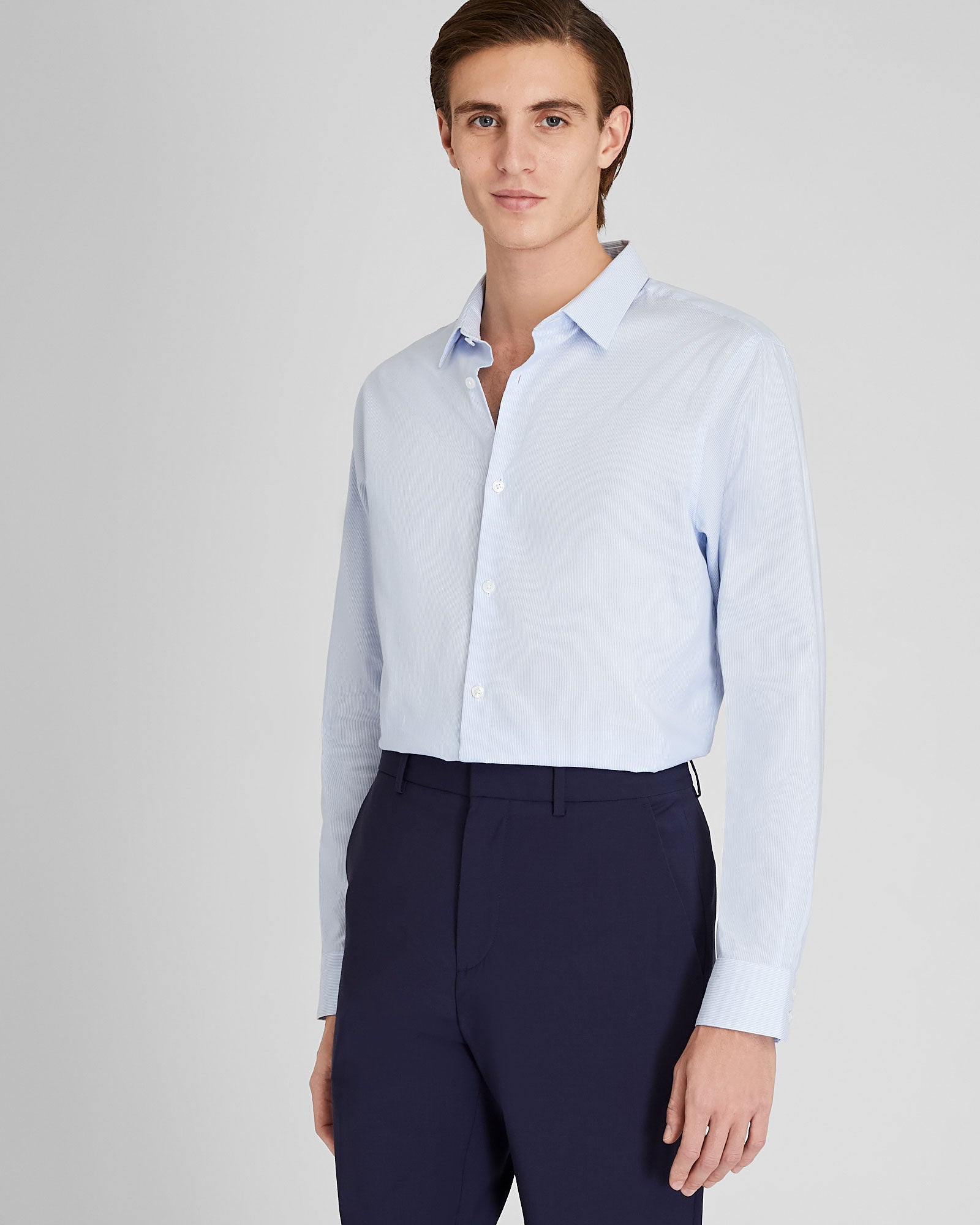 CLUB MONACO - Chemise Albini en coton égyptien - Rayure Bleue