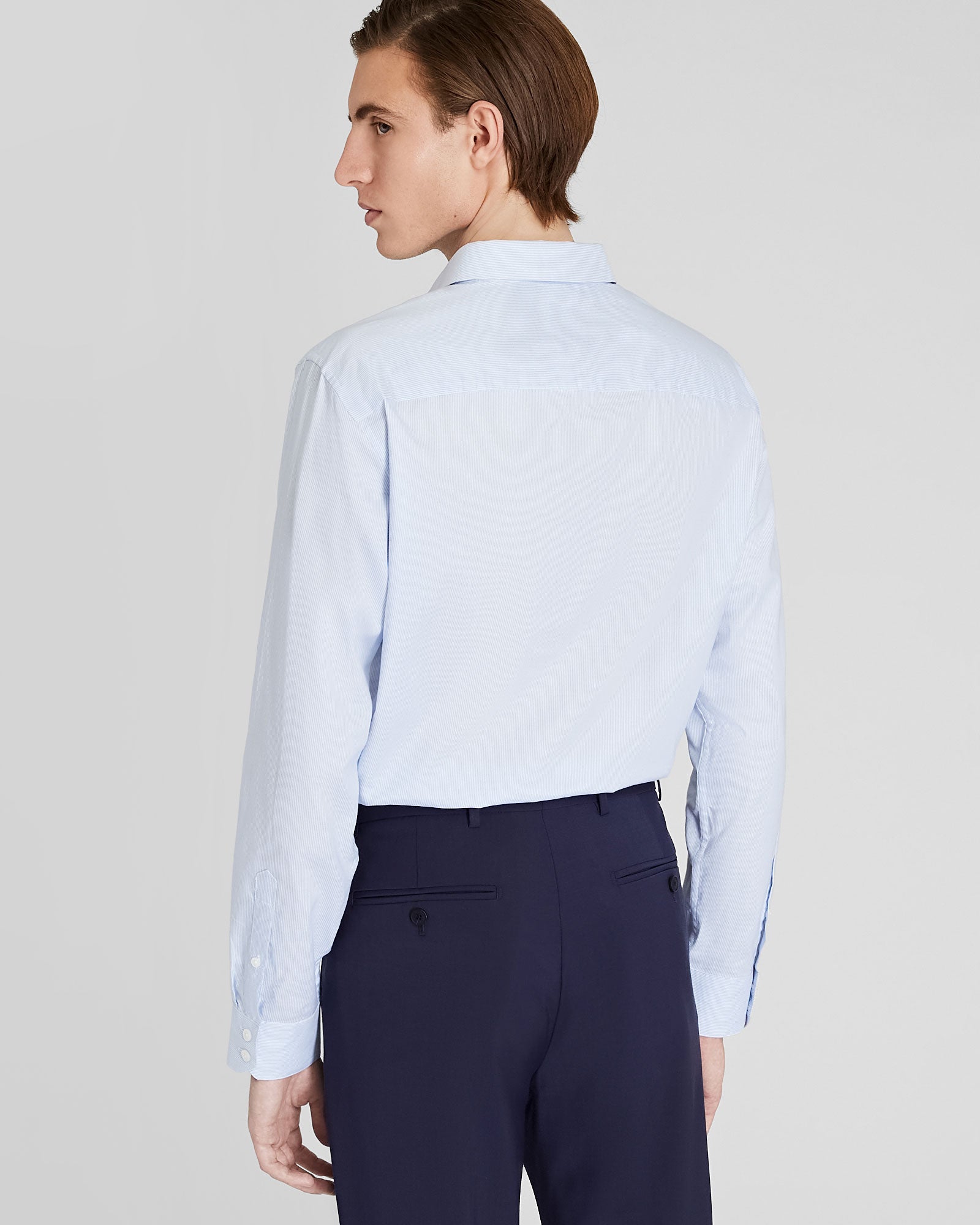 CLUB MONACO - Chemise Albini en coton égyptien - Rayure Bleue