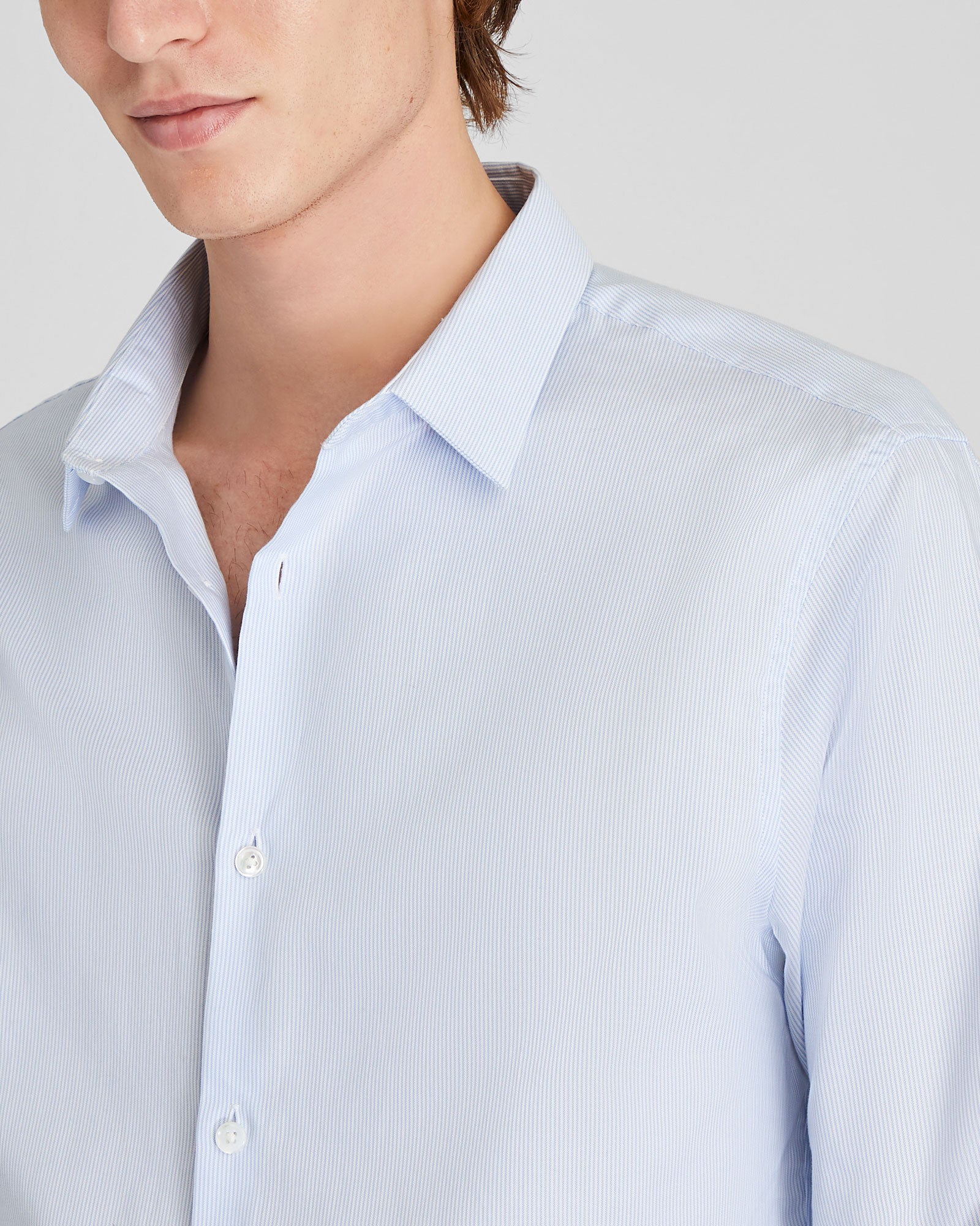 CLUB MONACO - Chemise Albini en coton égyptien - Rayure Bleue