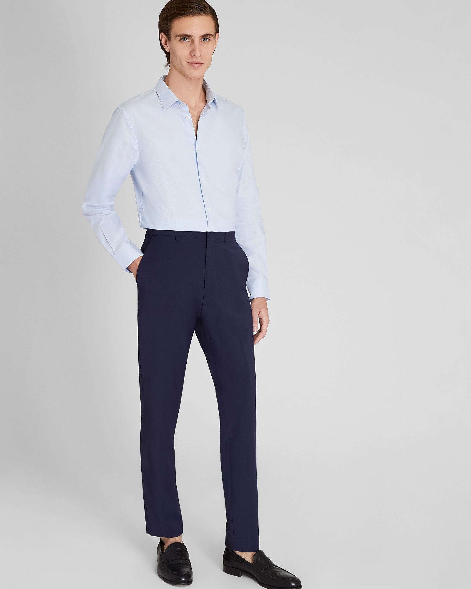 CLUB MONACO - Chemise Albini en coton égyptien - Rayure Bleue