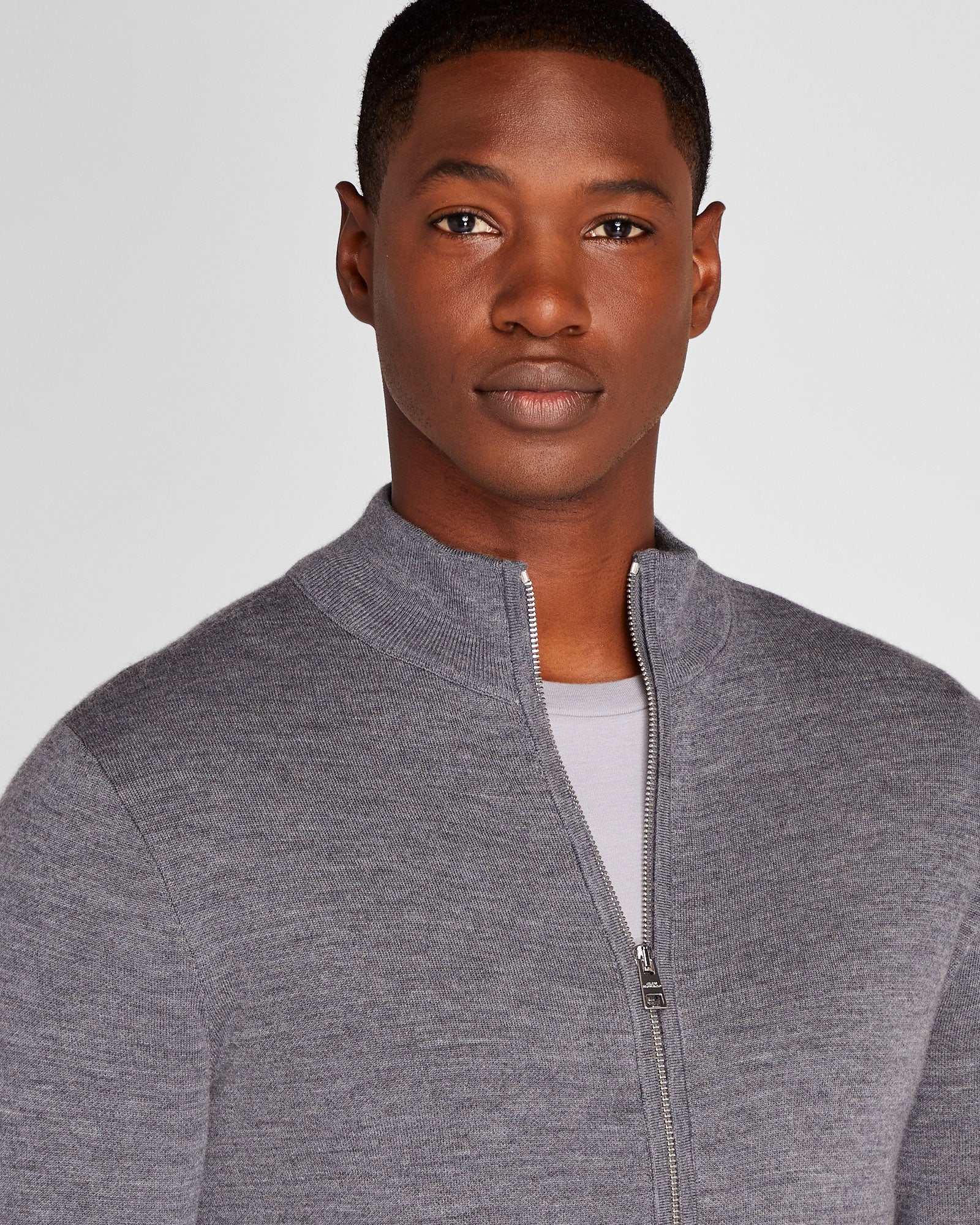 CLUB MONACO - Soft Doubleface Full Zip Sweater - Charcoal