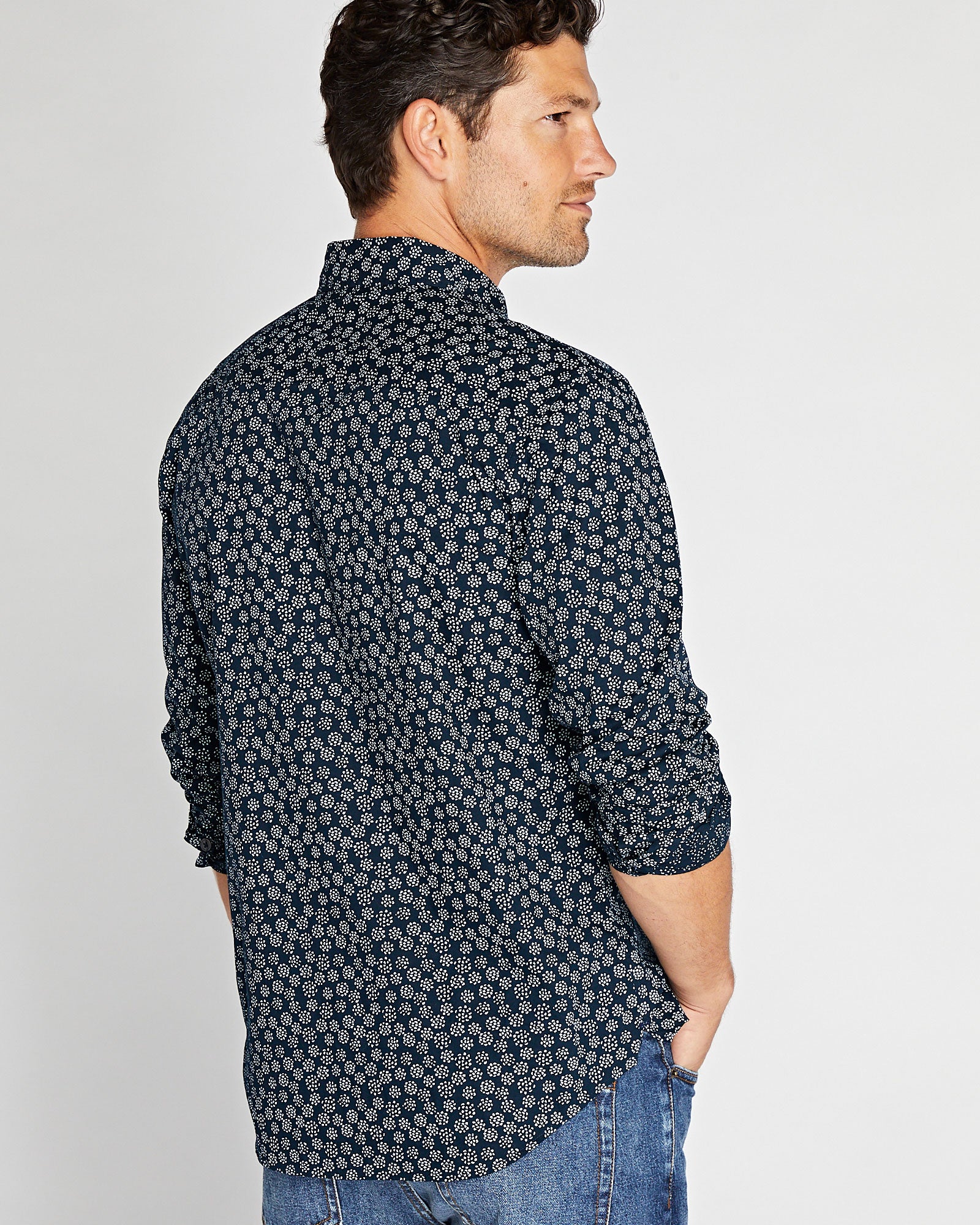 CLUB MONACO - Long Sleeve Dot Print Button Down Shirt - Multi