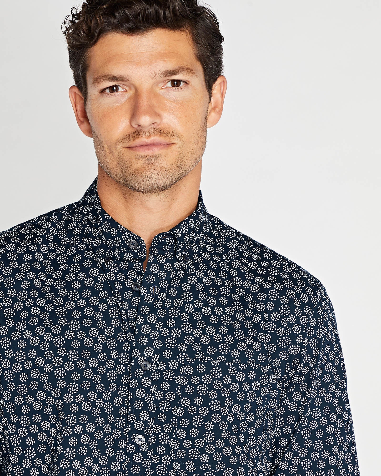 CLUB MONACO - Long Sleeve Dot Print Button Down Shirt - Multi