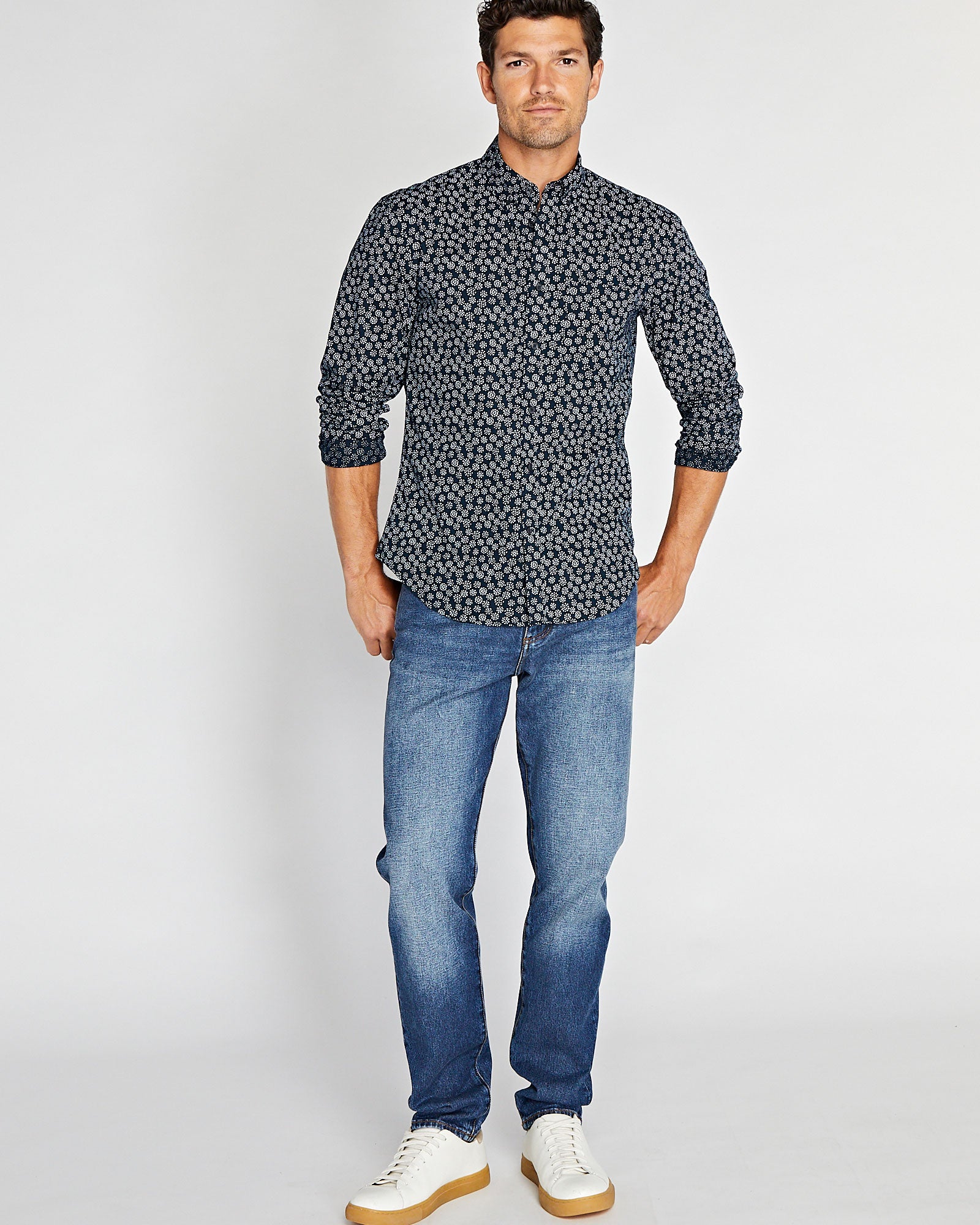 CLUB MONACO - Long Sleeve Dot Print Button Down Shirt - Multi