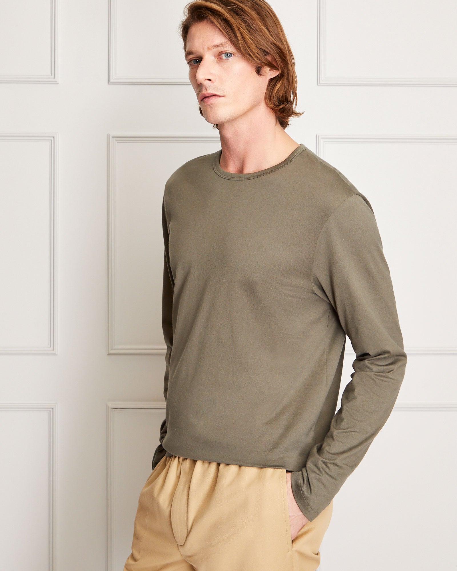 CLUB MONACO - T-shirt japonais à manches longues - Olive foncée