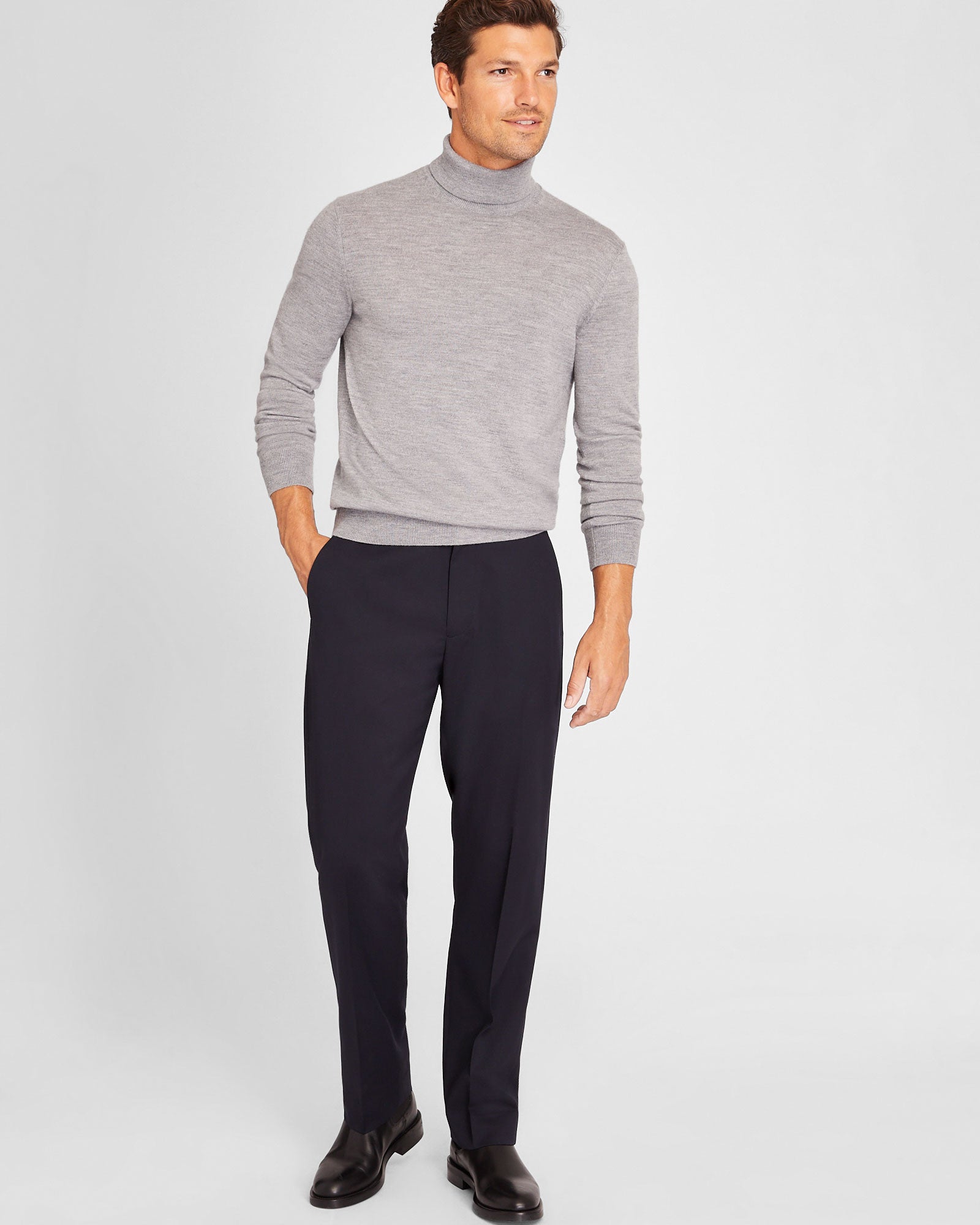 CLUB MONACO - Merino Wool Turtleneck - Medium Heather Grey
