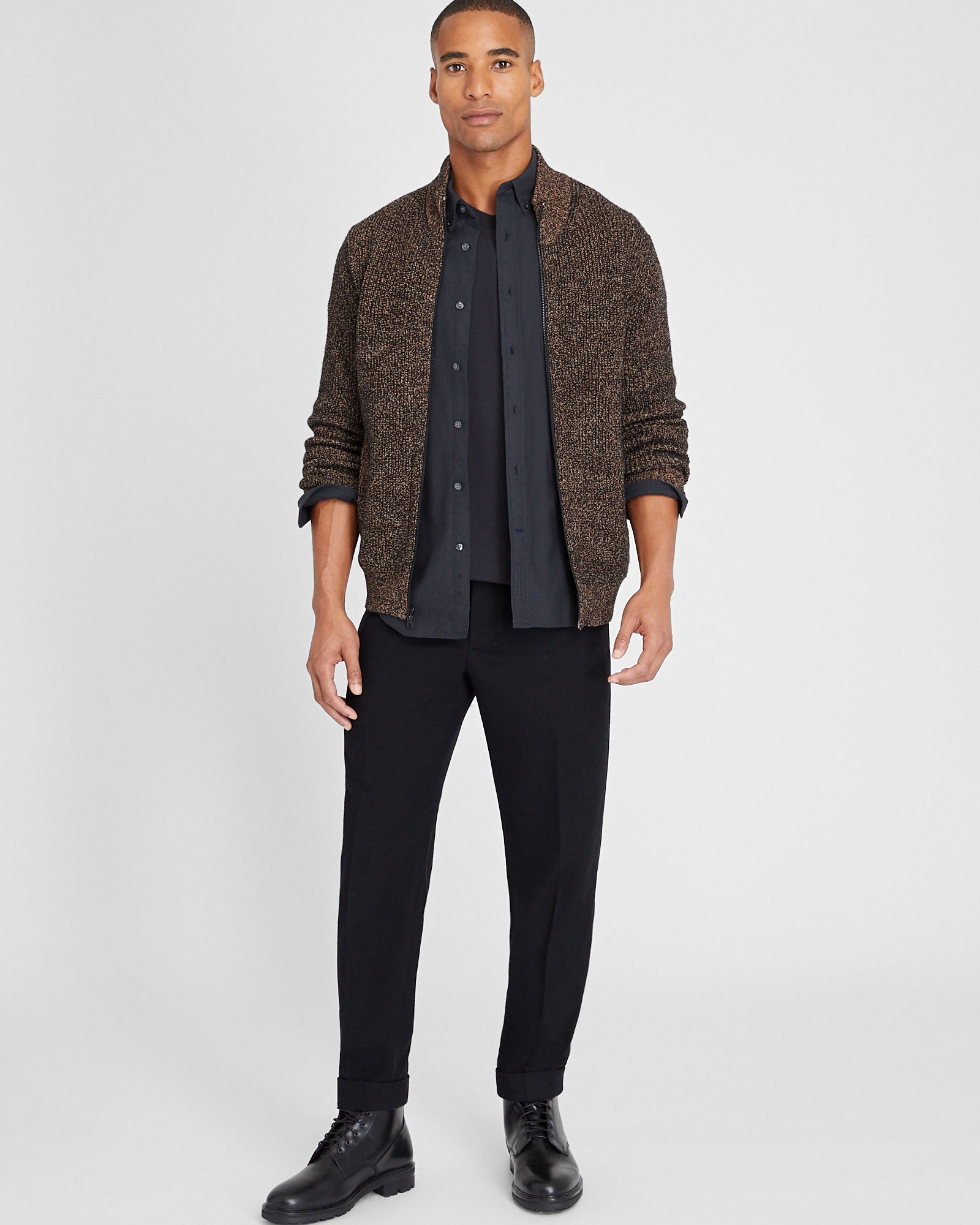 CLUB MONACO - Chandail texturé à glissière - Mélange blax