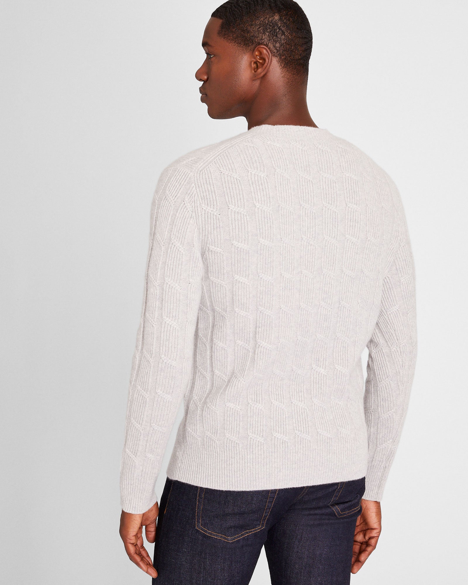 CLUB MONACO - Chandail ras du cou en cachemire - Gris Clair