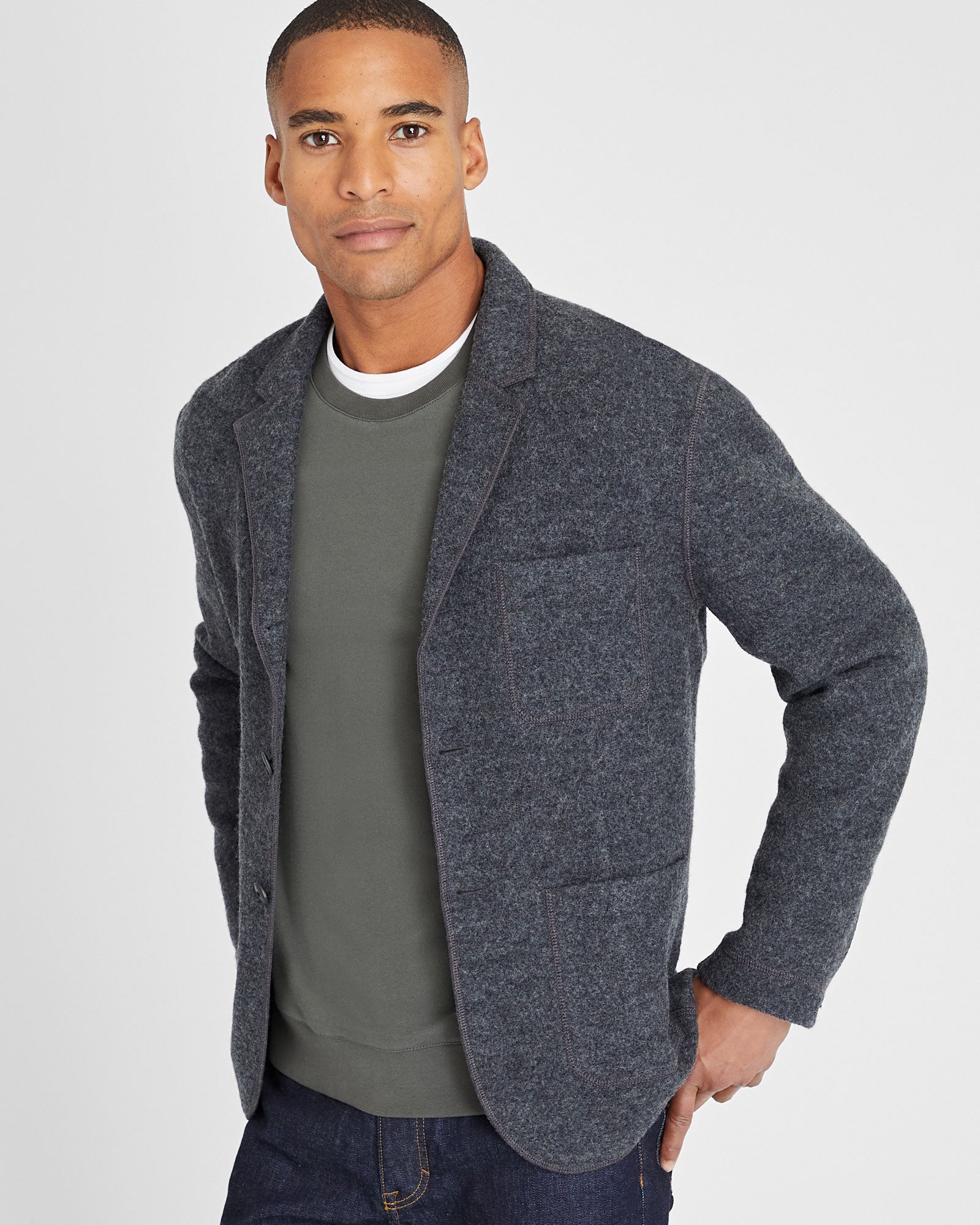 CLUB MONACO - Felted Chore Coat - Charcoal