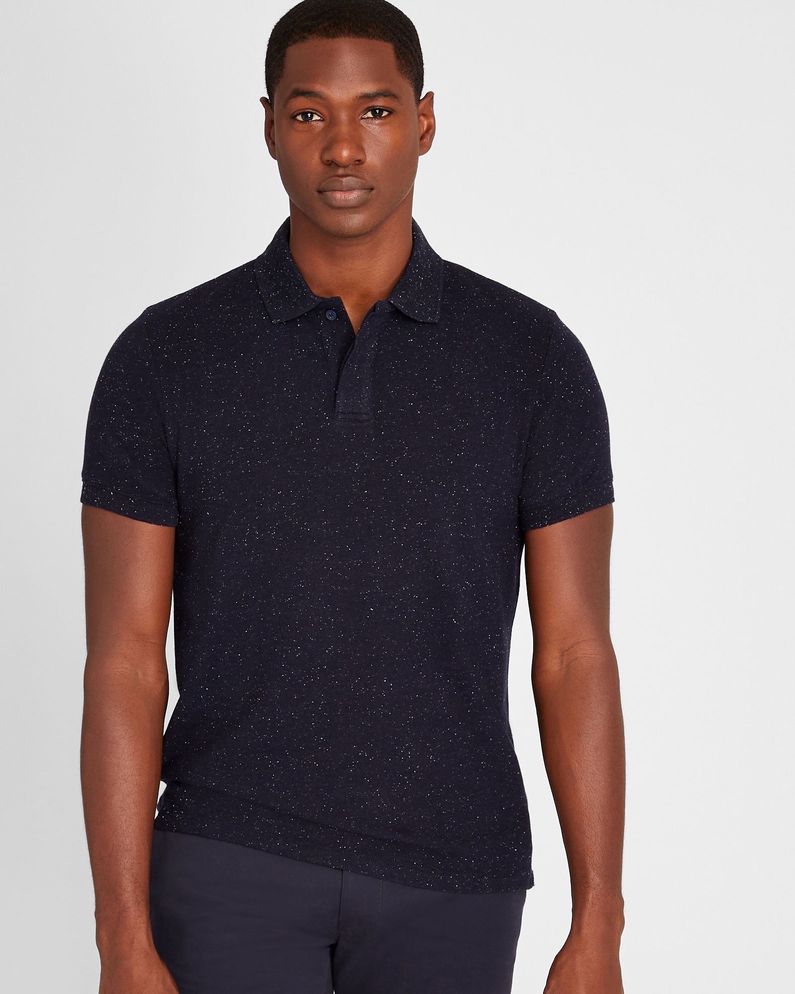 CLUB MONACO - Polo piqué boutonneux - Marine