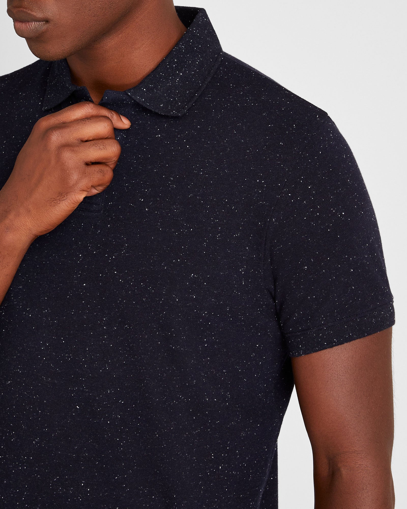 CLUB MONACO - Polo piqué boutonneux - Marine