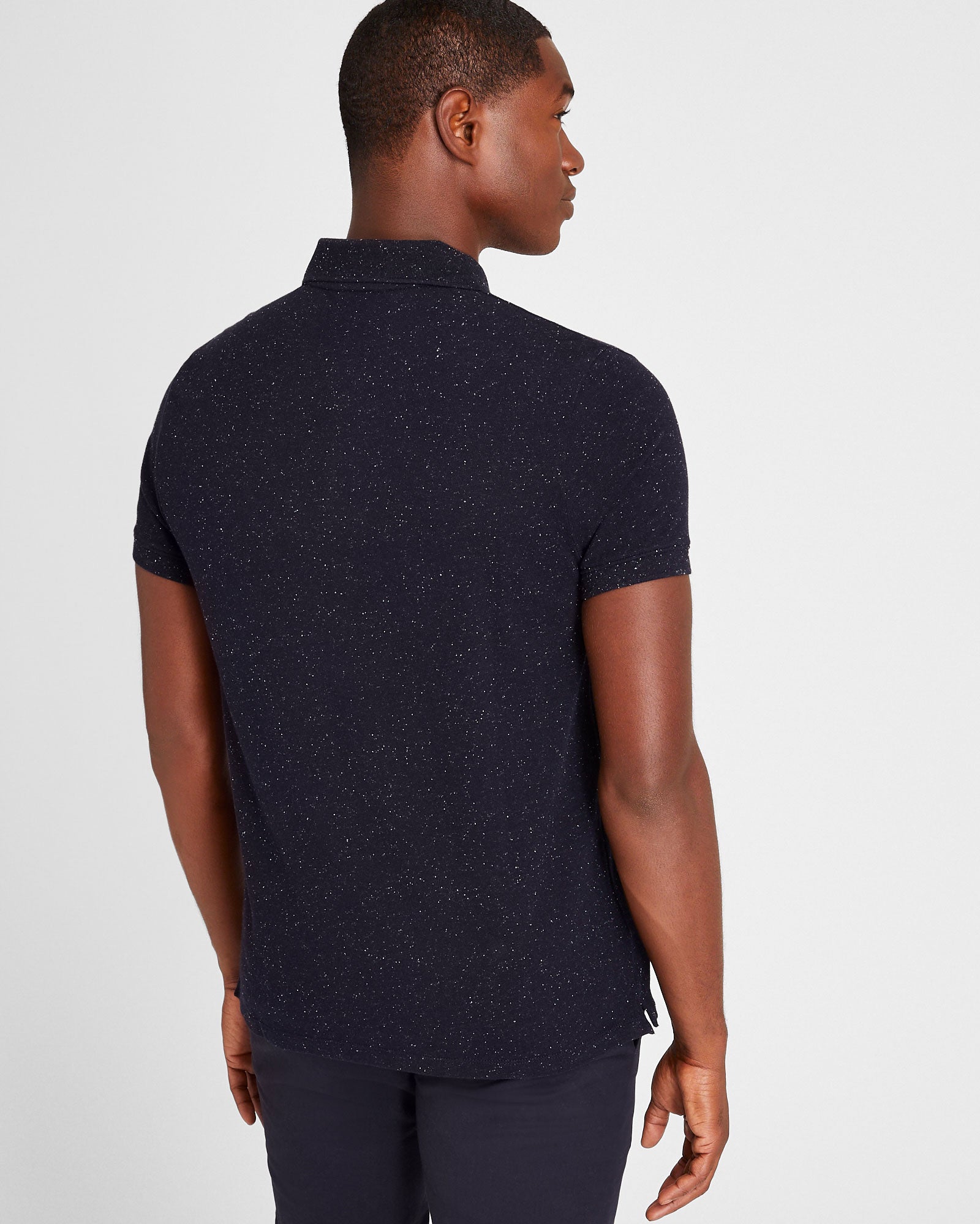 CLUB MONACO - Polo piqué boutonneux - Marine