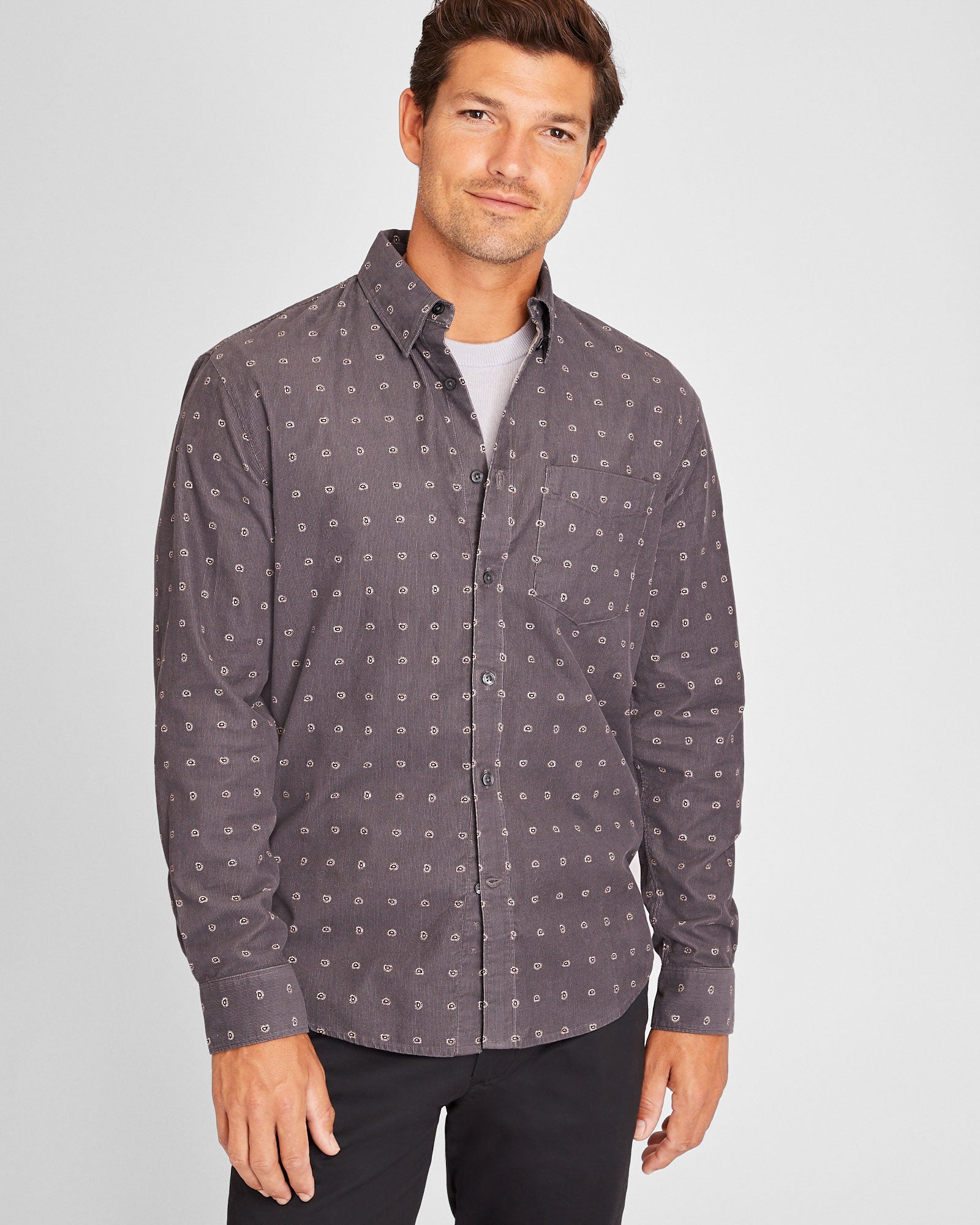 CLUB MONACO - Printed Long-Sleeve Corduroy Shirt - Multi