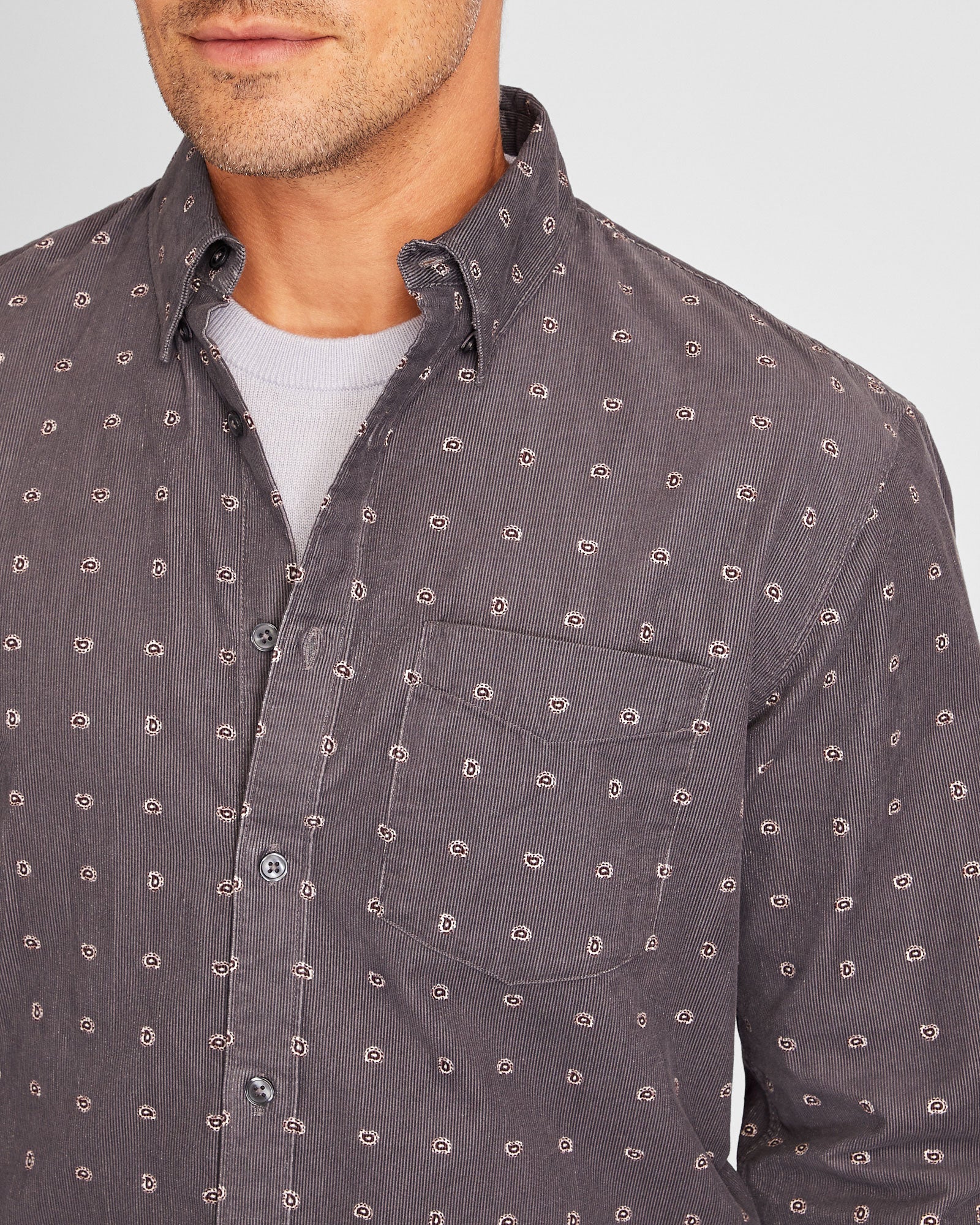 CLUB MONACO - Printed Long-Sleeve Corduroy Shirt - Multi