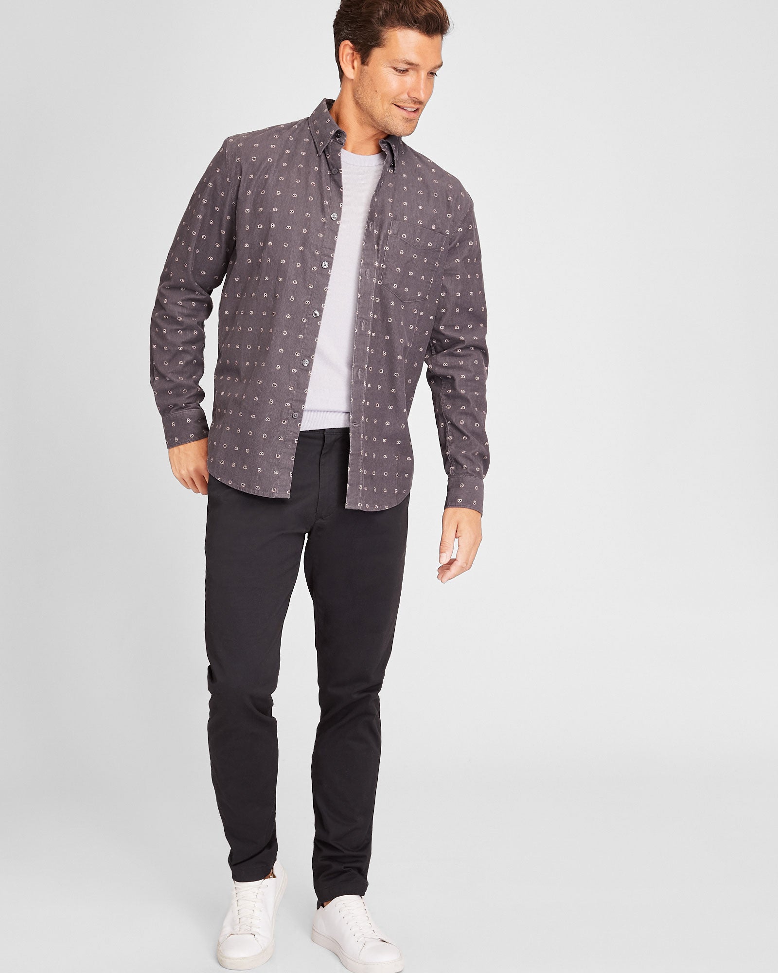 CLUB MONACO - Printed Long-Sleeve Corduroy Shirt - Multi