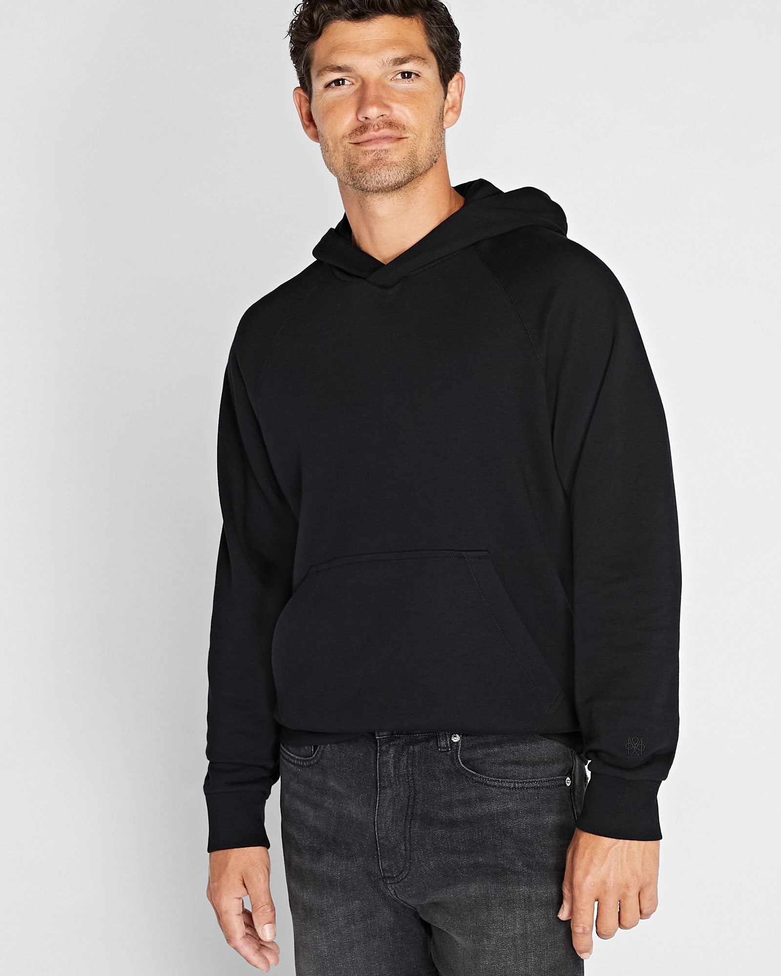CLUB MONACO - Chandail à capuchon tissu bouclette - Noir