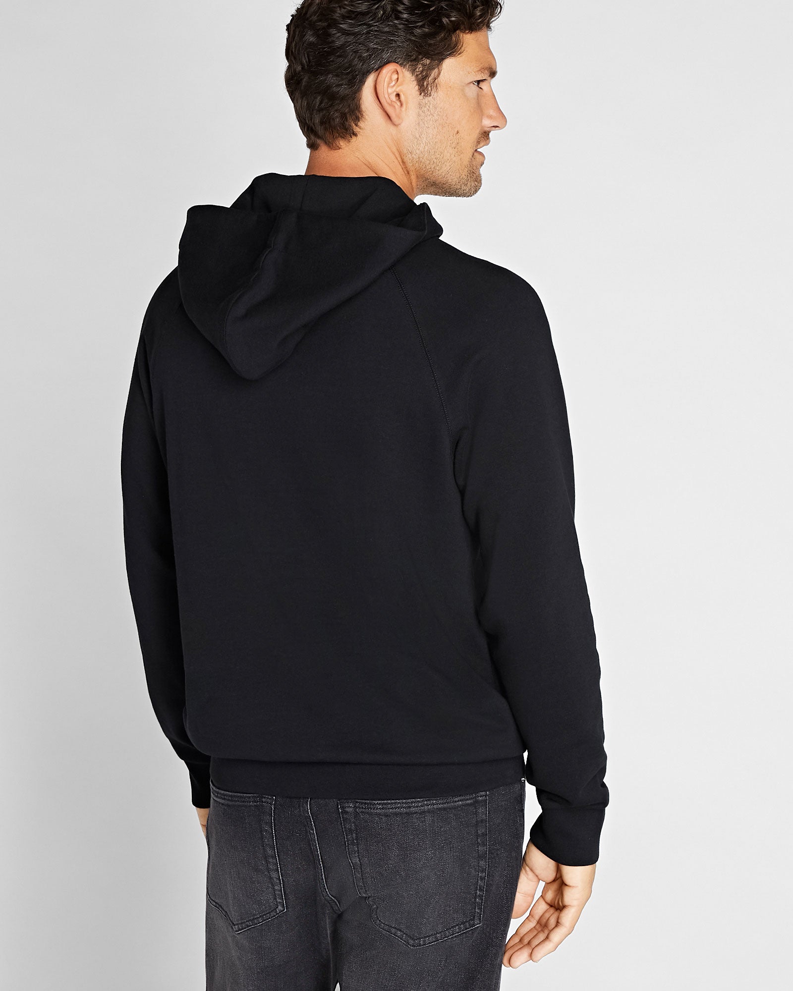 CLUB MONACO - Chandail à capuchon tissu bouclette - Noir