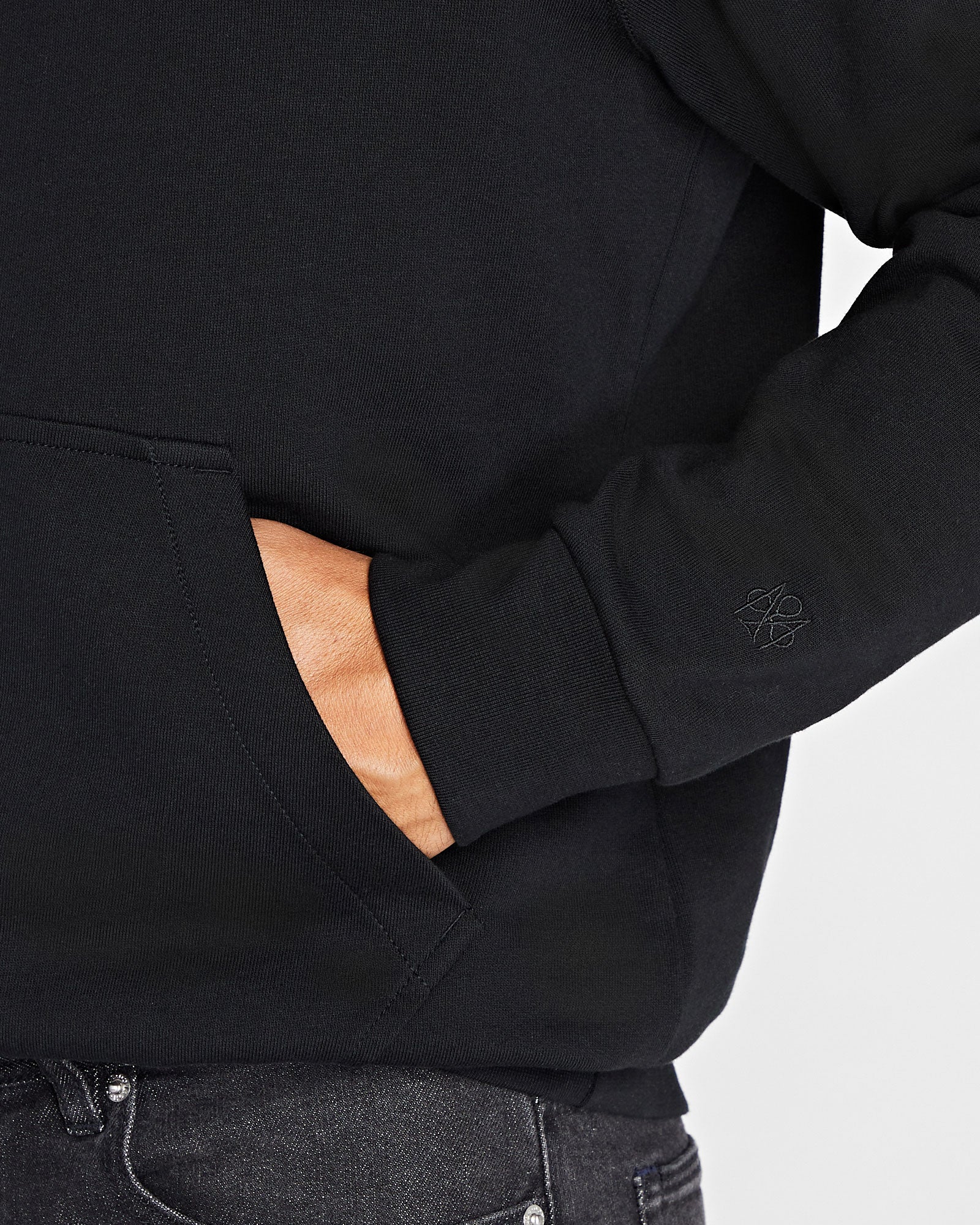 CLUB MONACO - Chandail à capuchon tissu bouclette - Noir