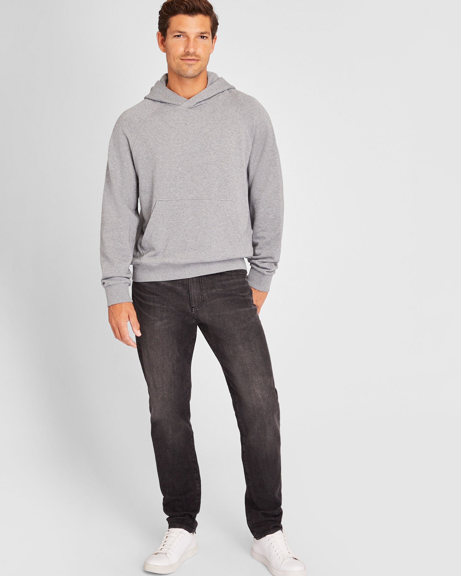 CLUB MONACO - Classic Cotton Terry Hoodie - Grey Mix