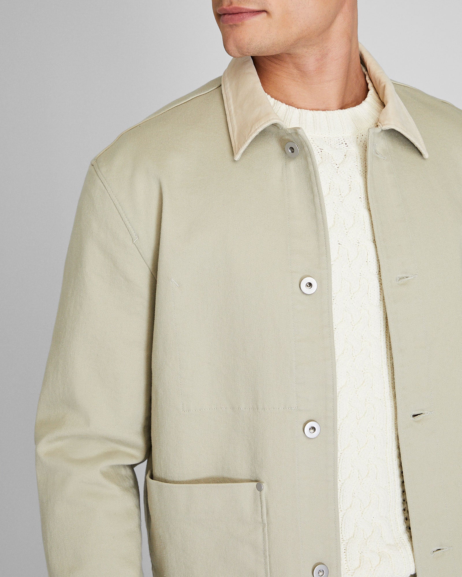 CLUB MONACO - Veste à col à cordon - Kaki