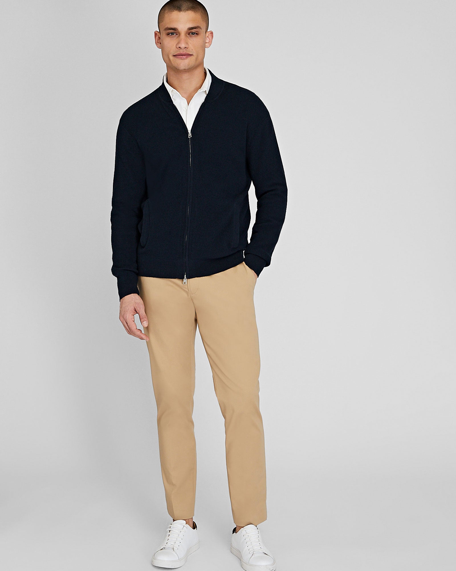 CLUB MONACO - Chandail bouclé à glissière - Marine